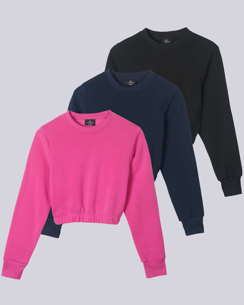 3 Pack: Women's Fleece Cropped Sweatshirt (Available in Plus Size)