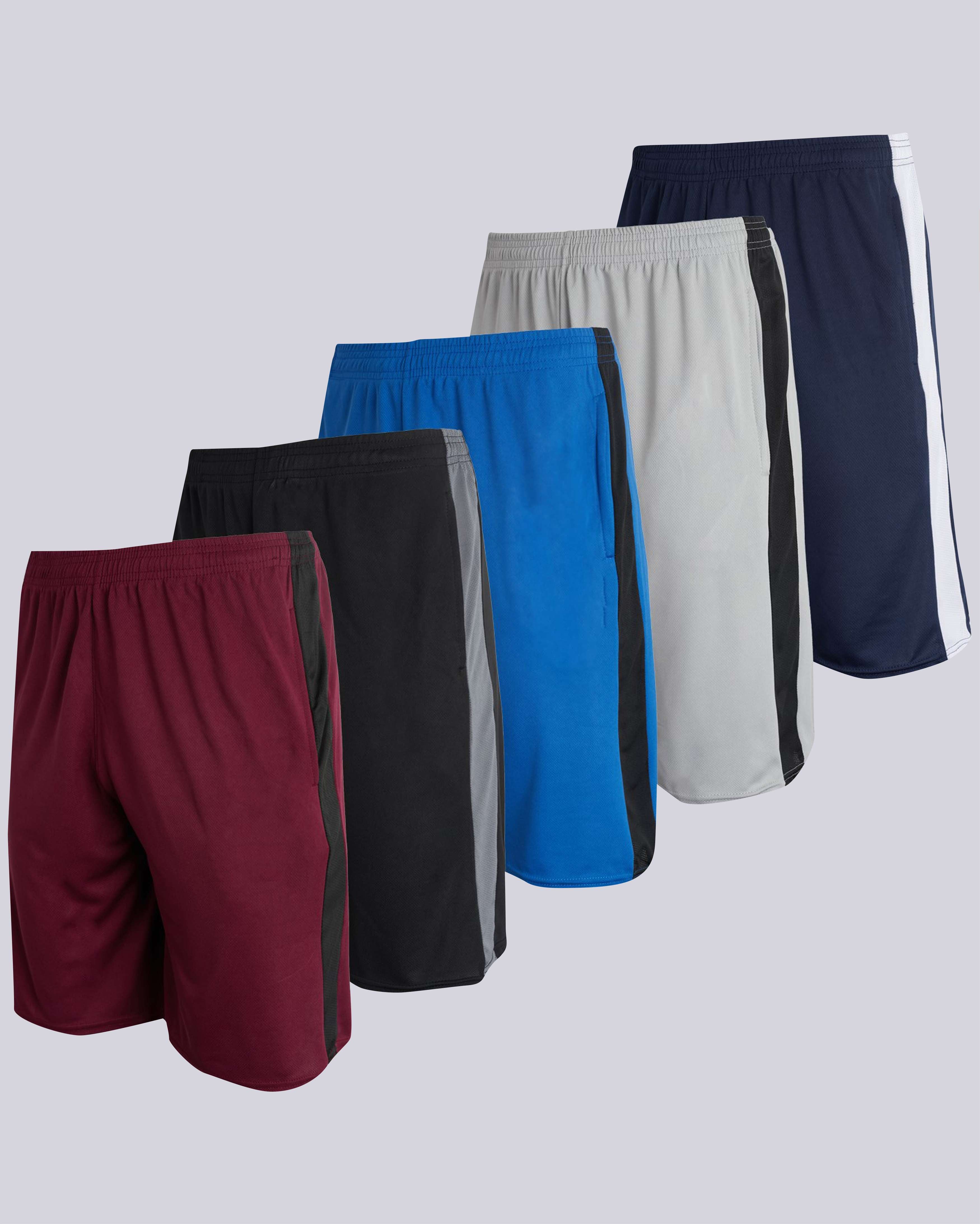 5 Pack: Men's Mesh Athletic Gym Shorts