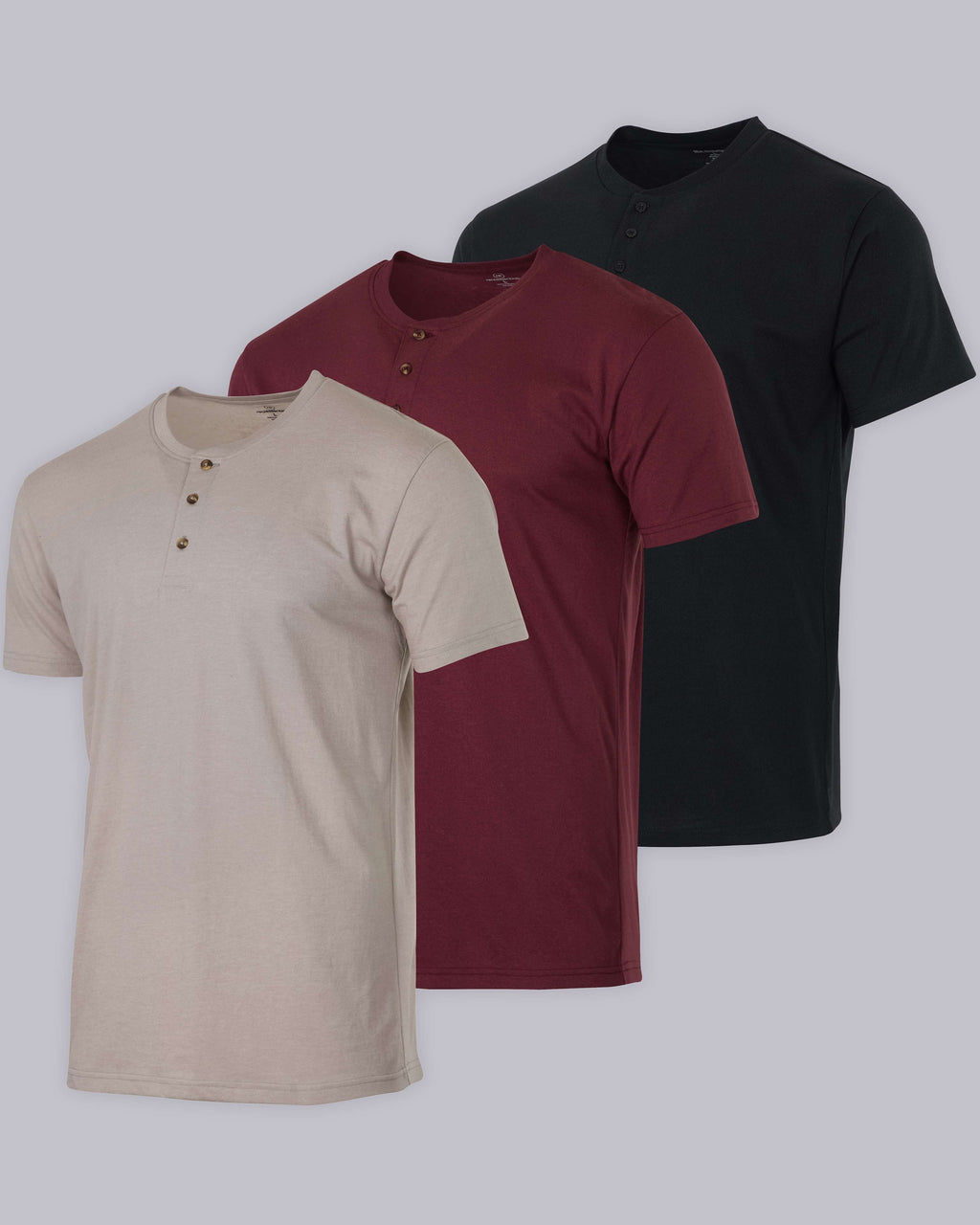 3 Pack: Mens Cotton Short Sleeve Henley T-Shirt