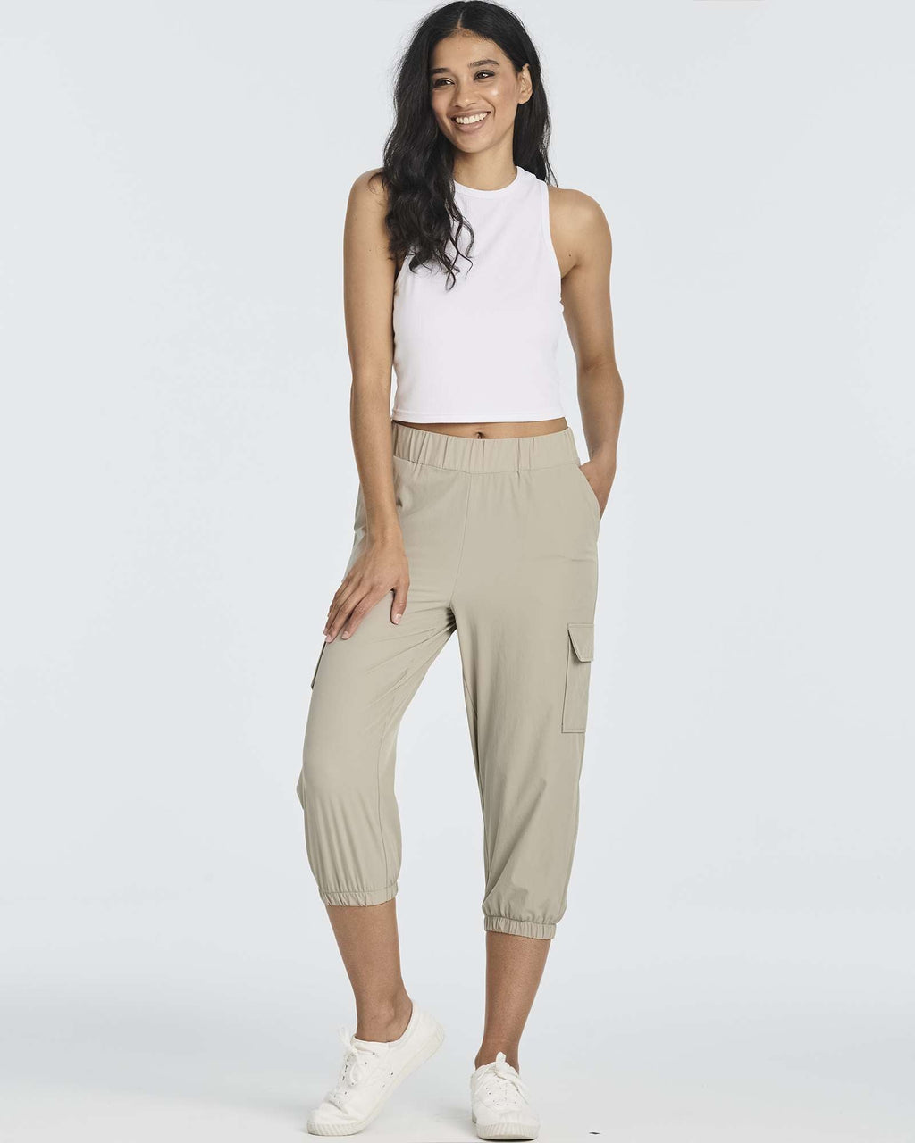 3 Pack: Women's Woven Cargo Capri Jogger Pants