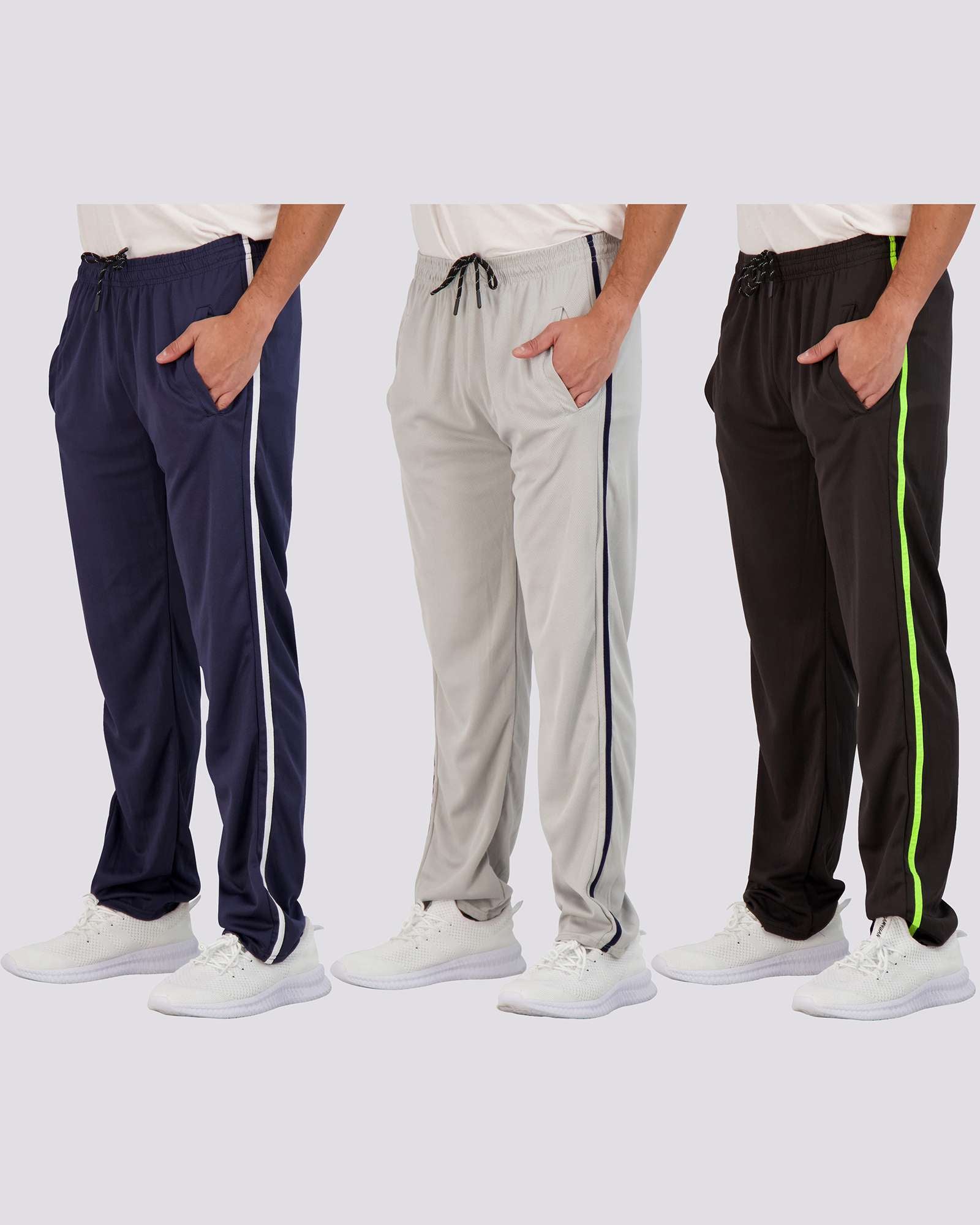 3 Pack: Mens Mesh Active Open Bottom Sweatpants
