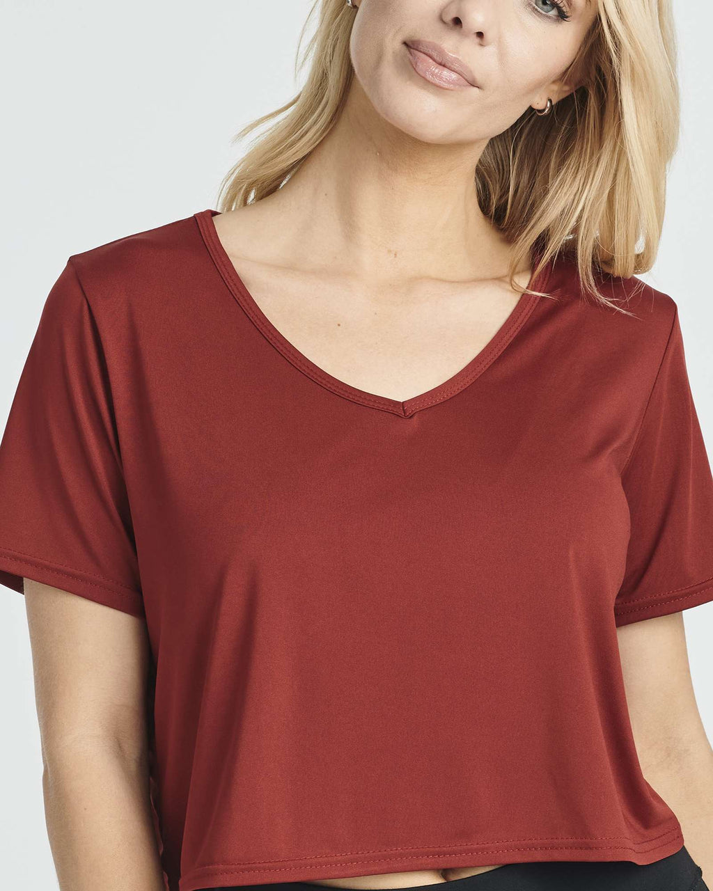 5 Pack: Women's Dry-Fit Short Sleeve V-Neck Crop Top