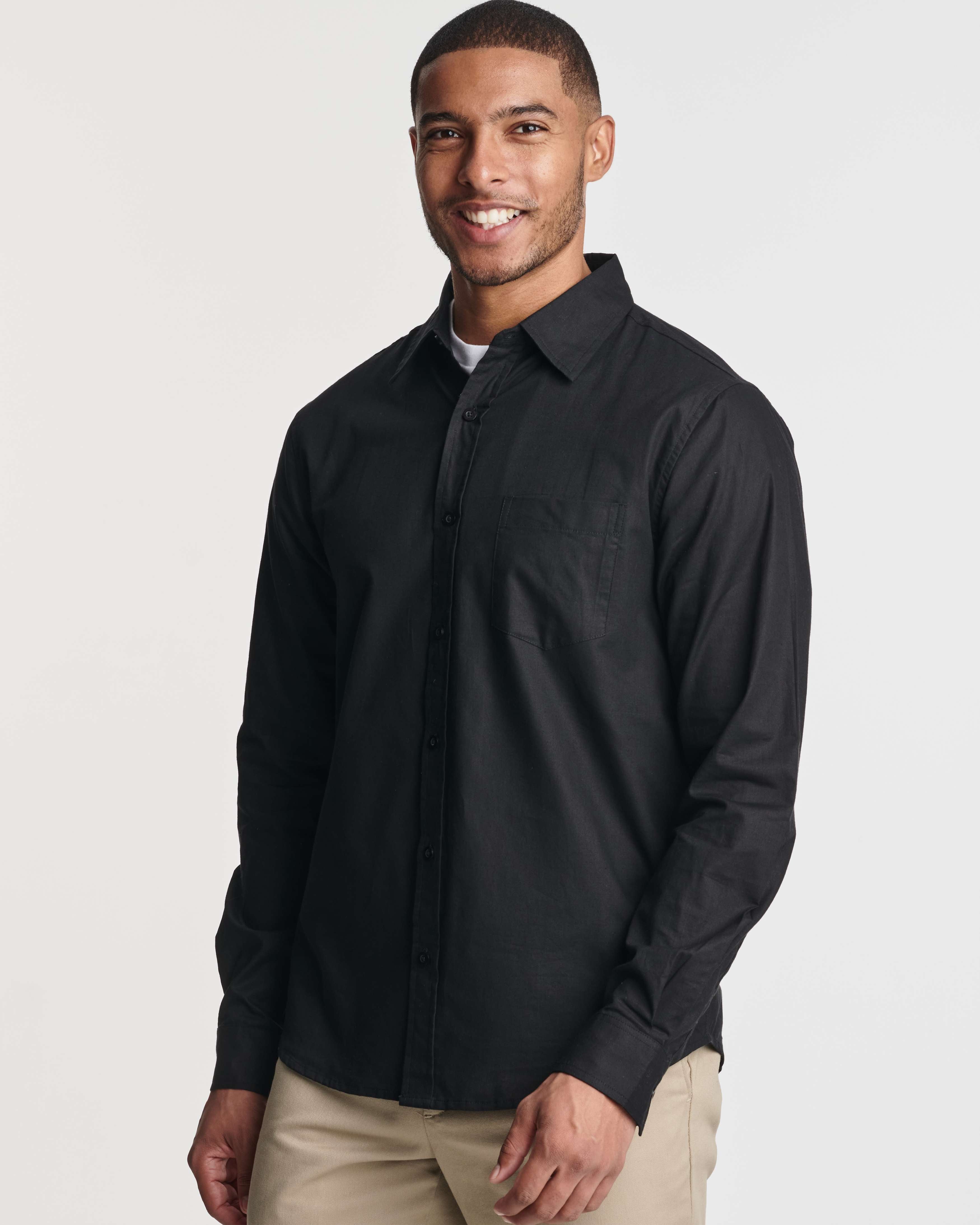 3 Pack: Men's Regular-Fit Long Sleeve Poplin Shirt (Available in Big & Tall)