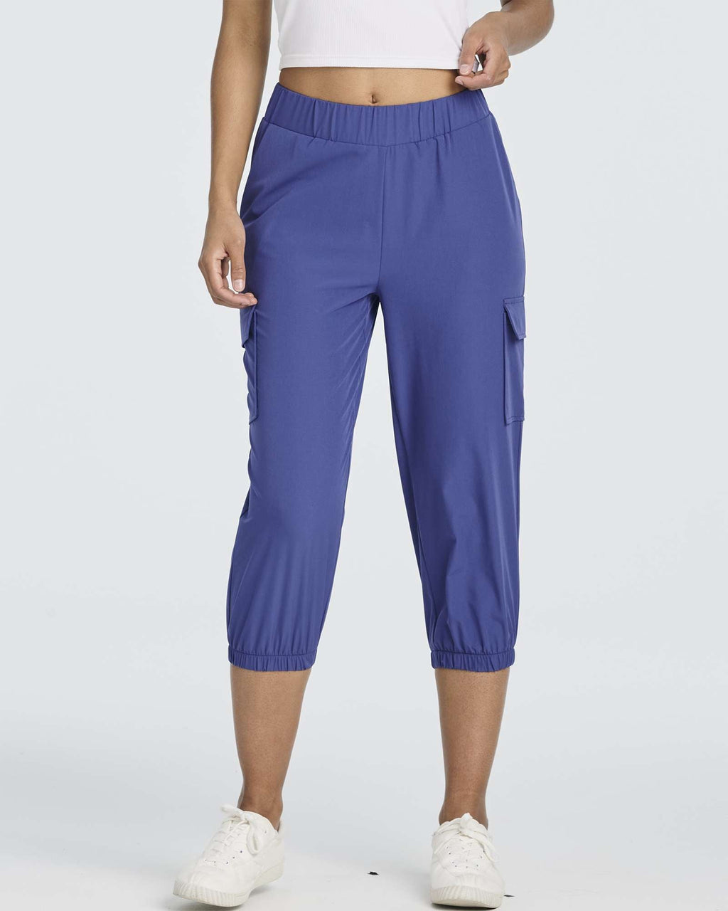 3 Pack: Women's Woven Cargo Capri Jogger Pants