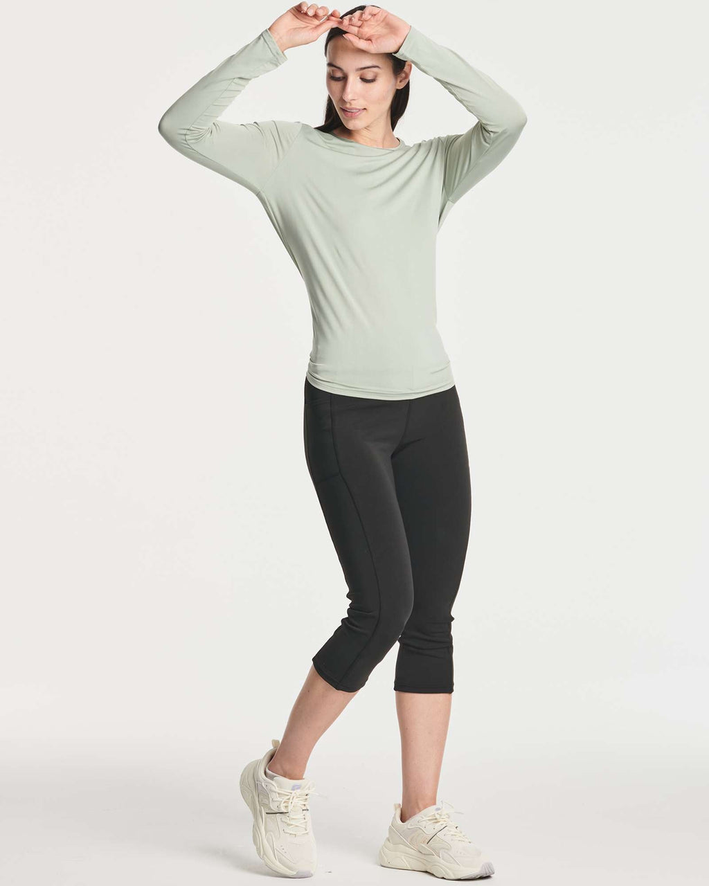 4 Pack: Women's Long-Sleeve Mesh Insert Tie Back Shirt (Available in Plus Size)