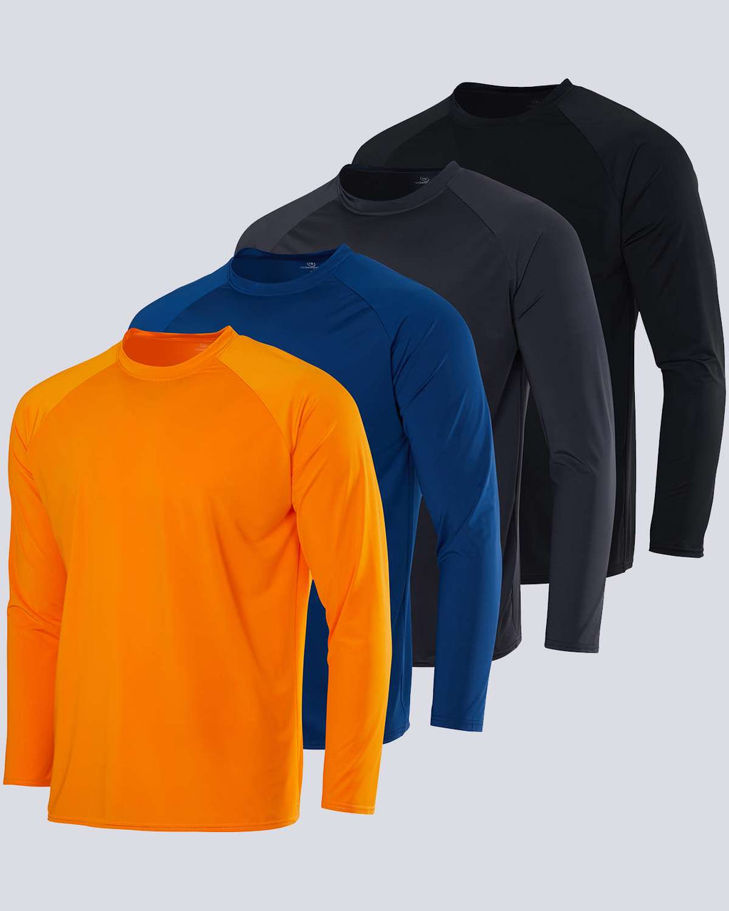 4 Pack: Men's Long Sleeve Rash Guard Shirt (Available In Big & Tall)