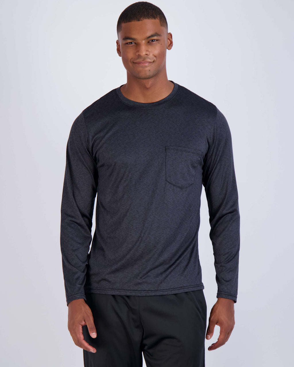 4 Pack: Mens Dry-Fit Long Sleeve Pocket Crew T-Shirt