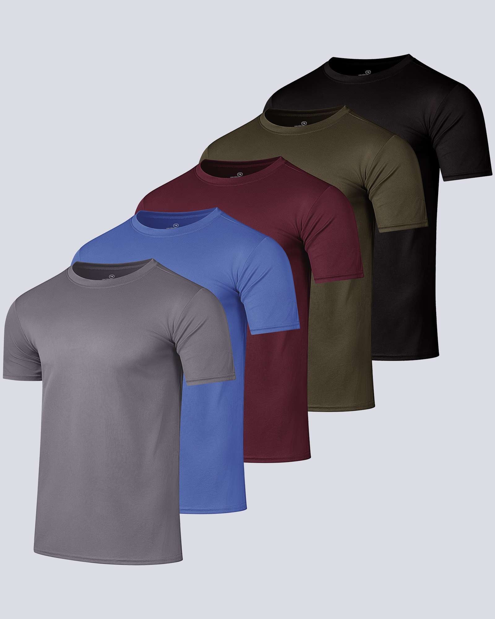 5 Pack: Men’s Mesh Short Sleeve Crew Active T-Shirt