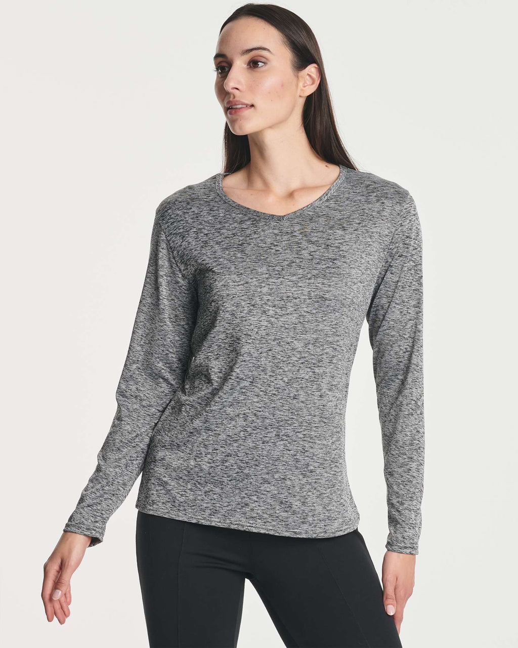 4 Pack: Women's Dry-Fit Long-Sleeve V-Neck Athletic Workout Shirt (Available in Plus Size)