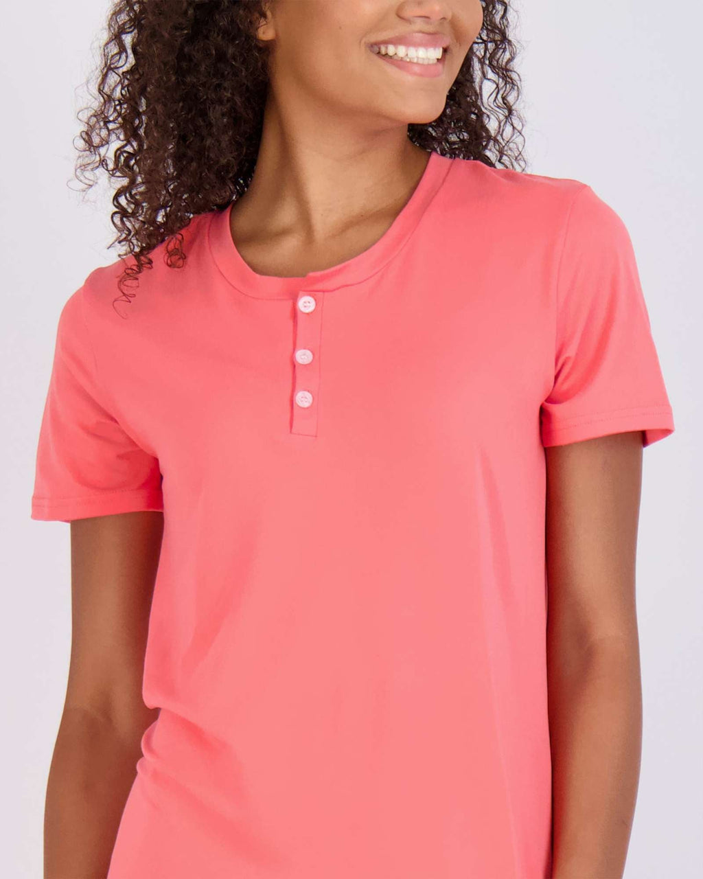 3 Pack: Womens Short Sleeve Henley Nightshirt Nightgown Sleep Dress