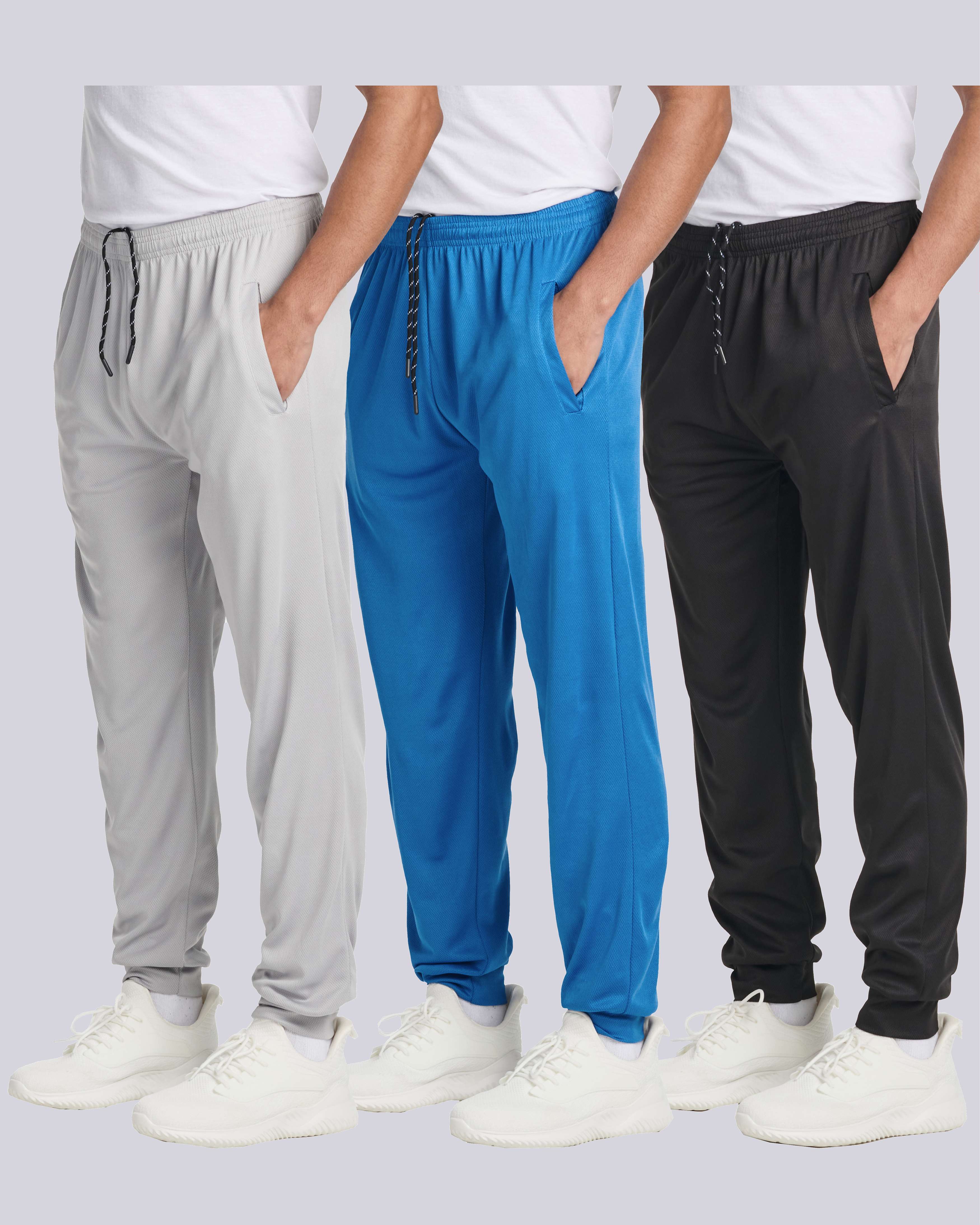 3 Pack: Mens Mesh Active Jogger Sweatpants