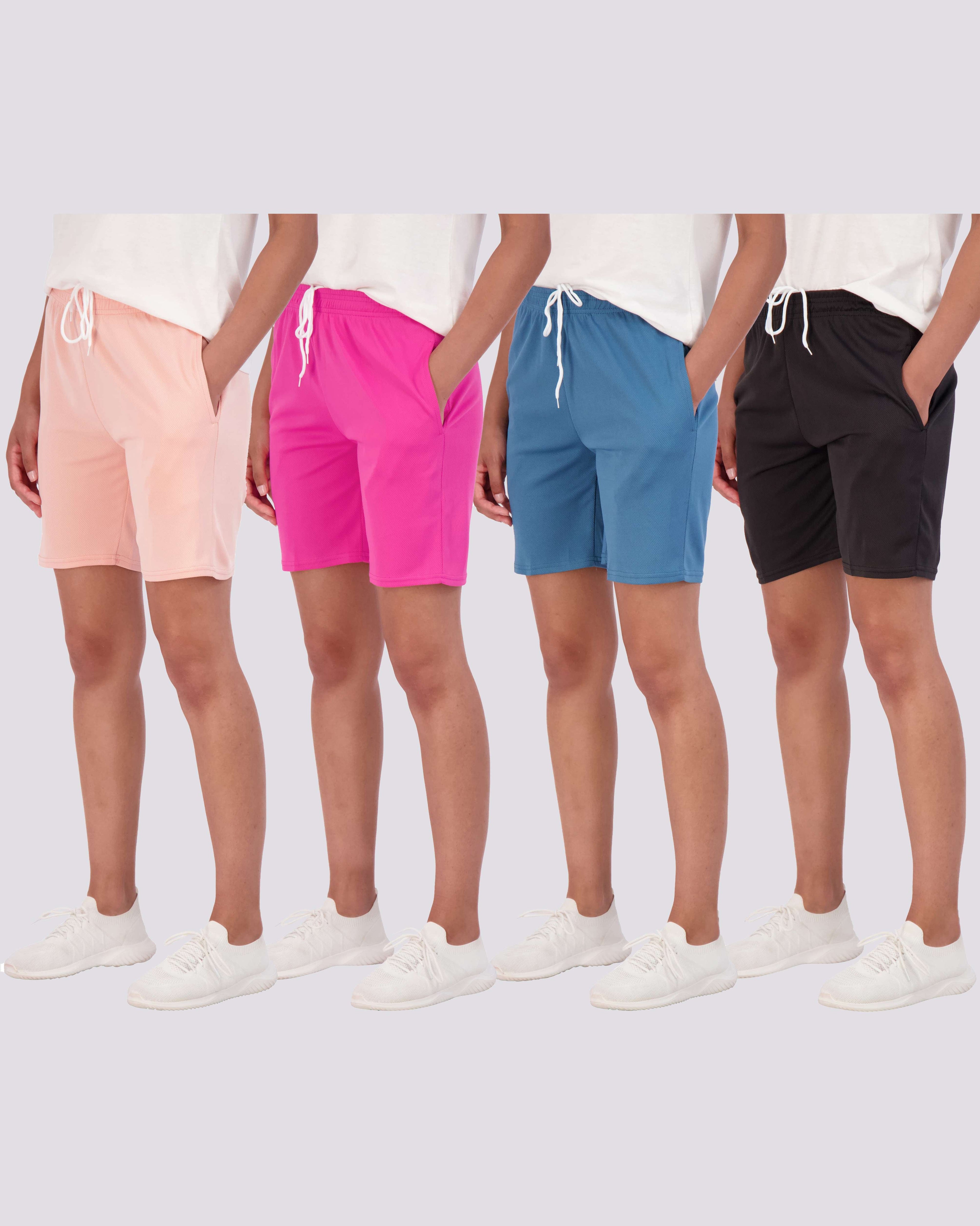 4 Pack: Women's 7" Mesh Quick-Dry Bermuda Shorts