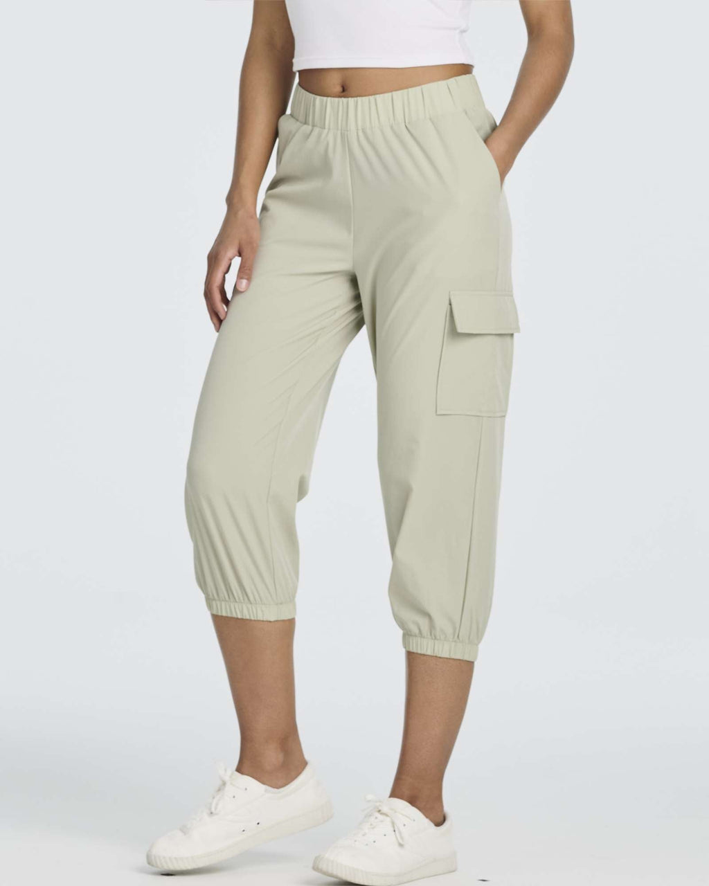 3 Pack: Women's Woven Cargo Capri Jogger Pants