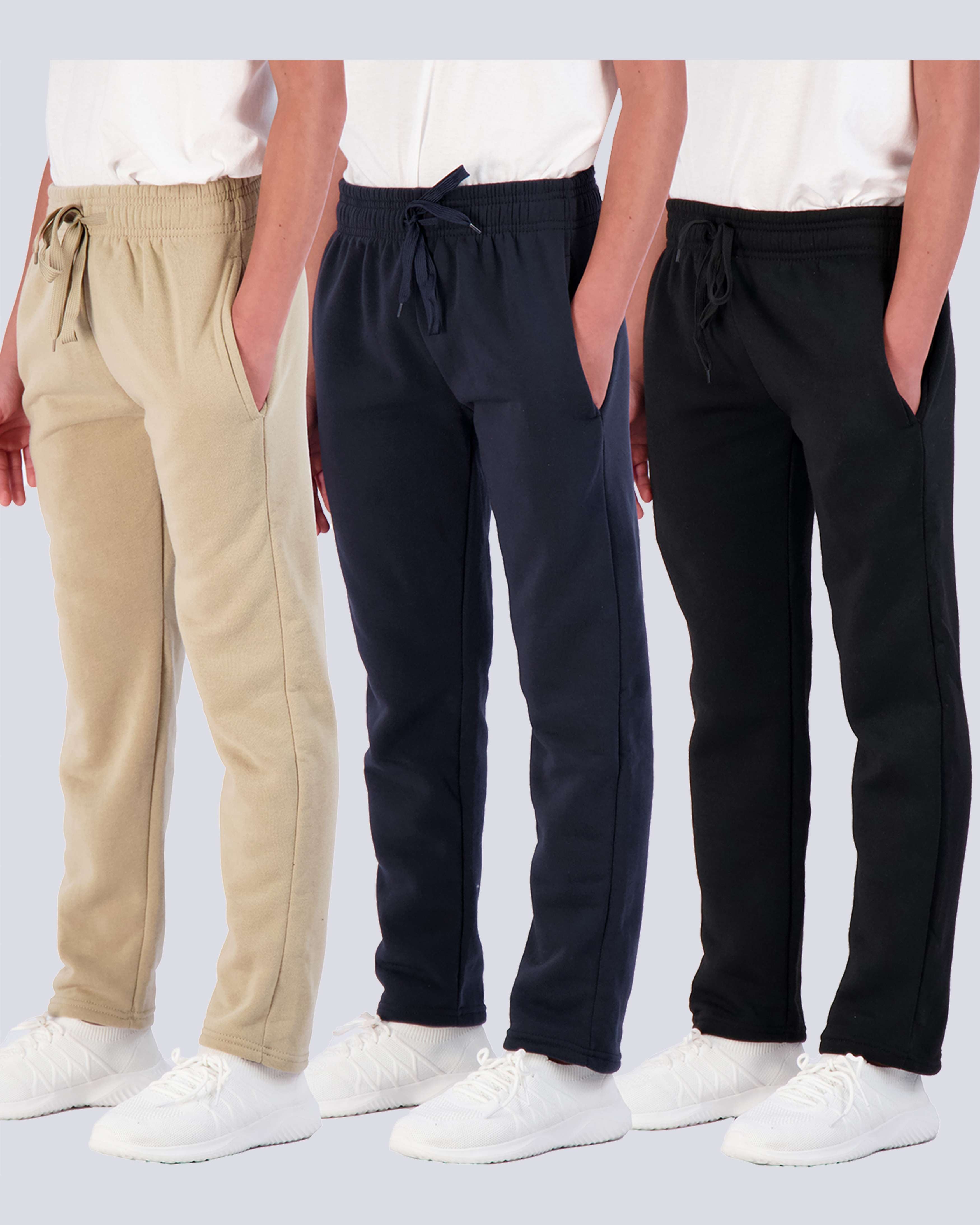 3 Pack: Boys Fleece Open Bottom Sweatpants