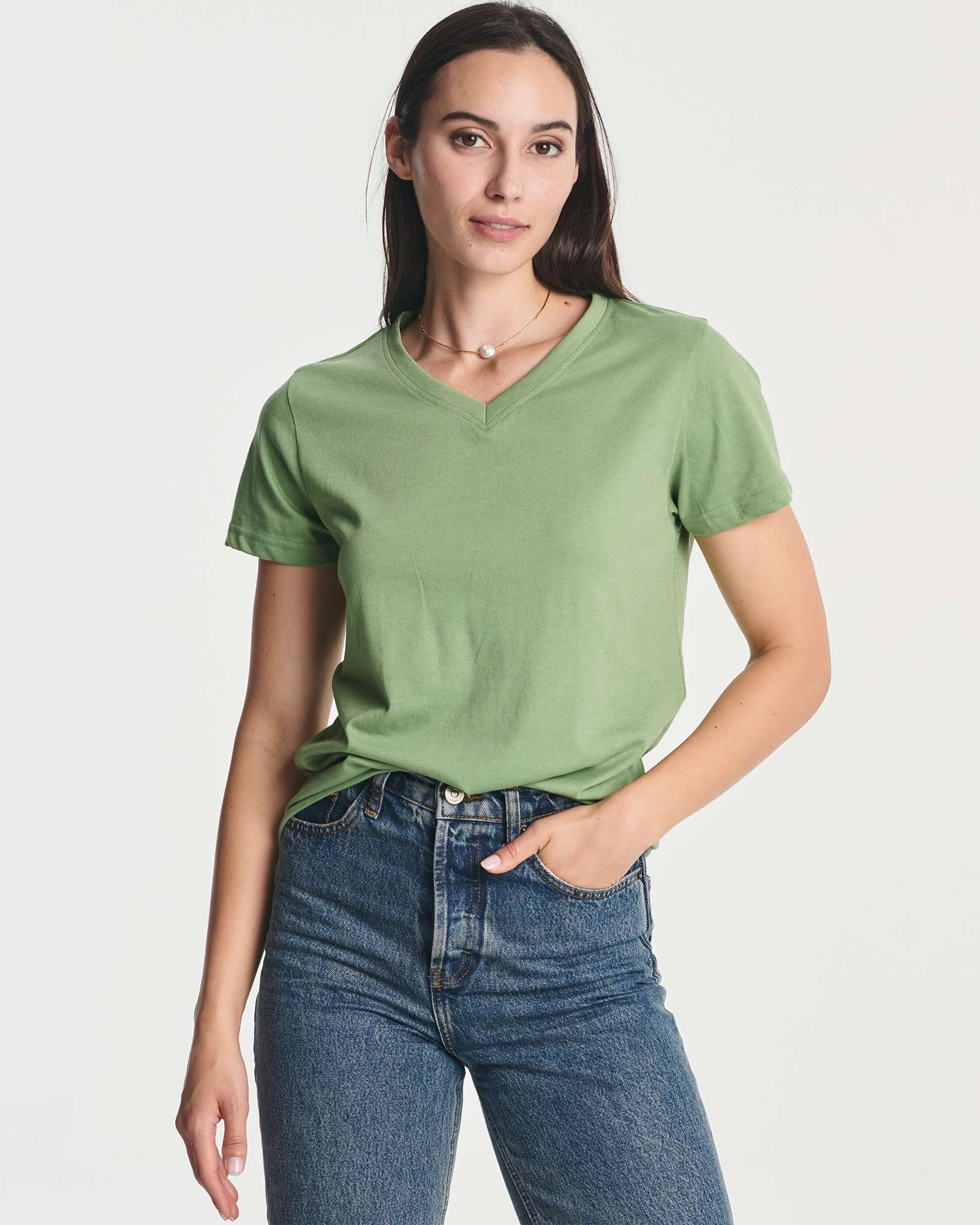 4 Pack: Women's Short-Sleeve V-Neck T-Shirt (Available in Plus Size)