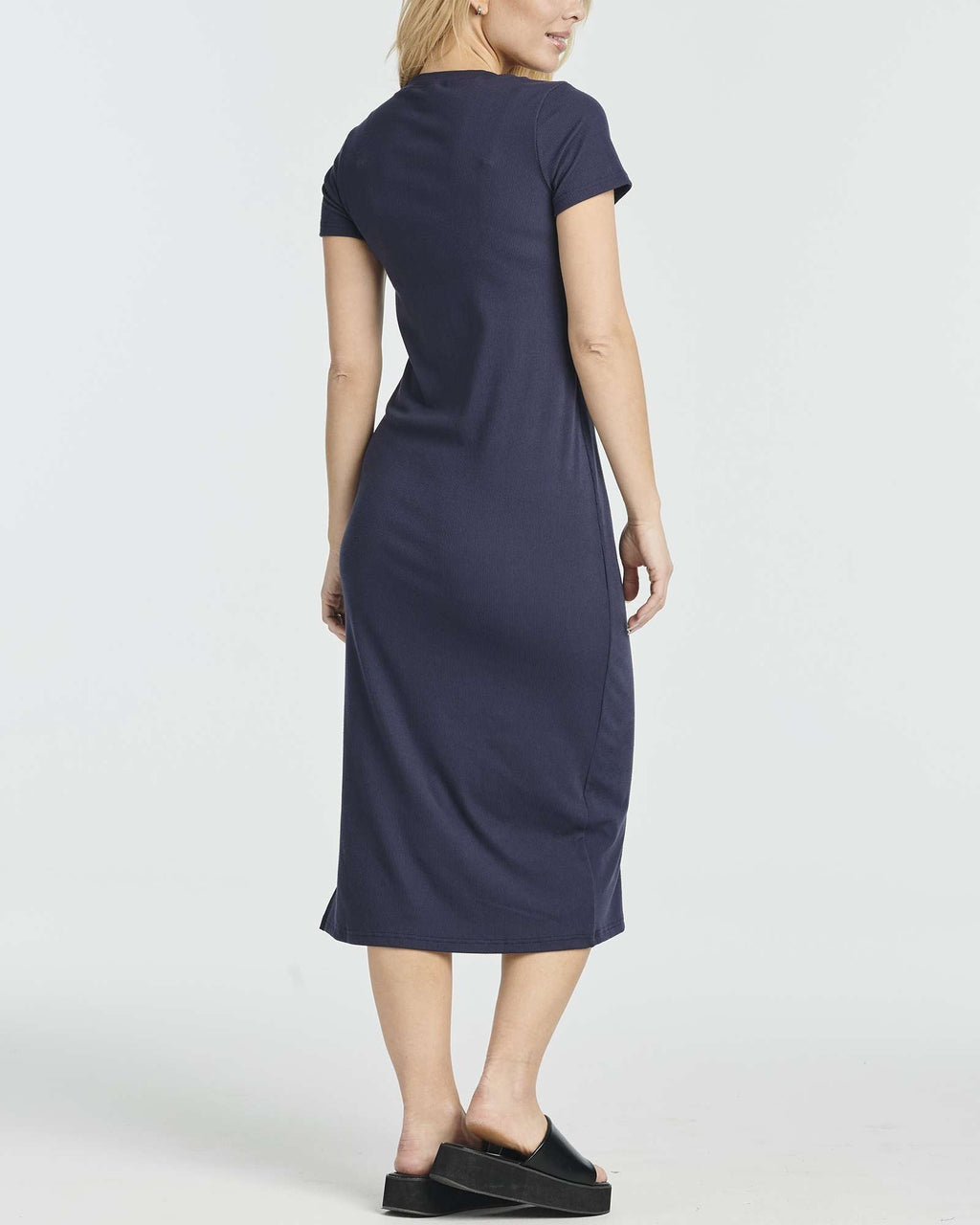 3 Pack: Women's Ribbed Jersey Crew Neck Midi Dress