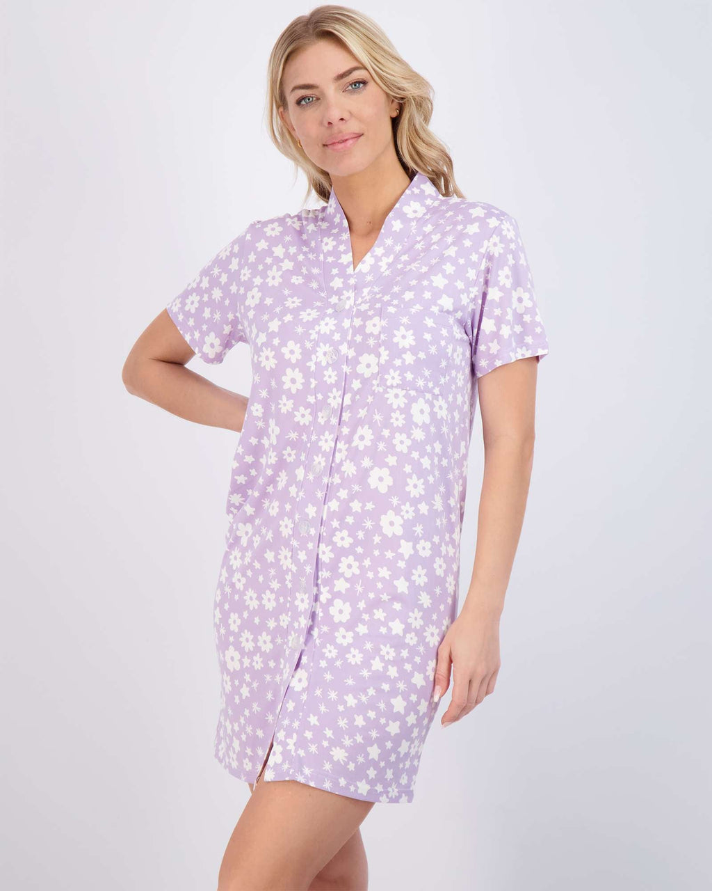 3 Pack: Women's Short Sleeve Button-Down Nightshirt