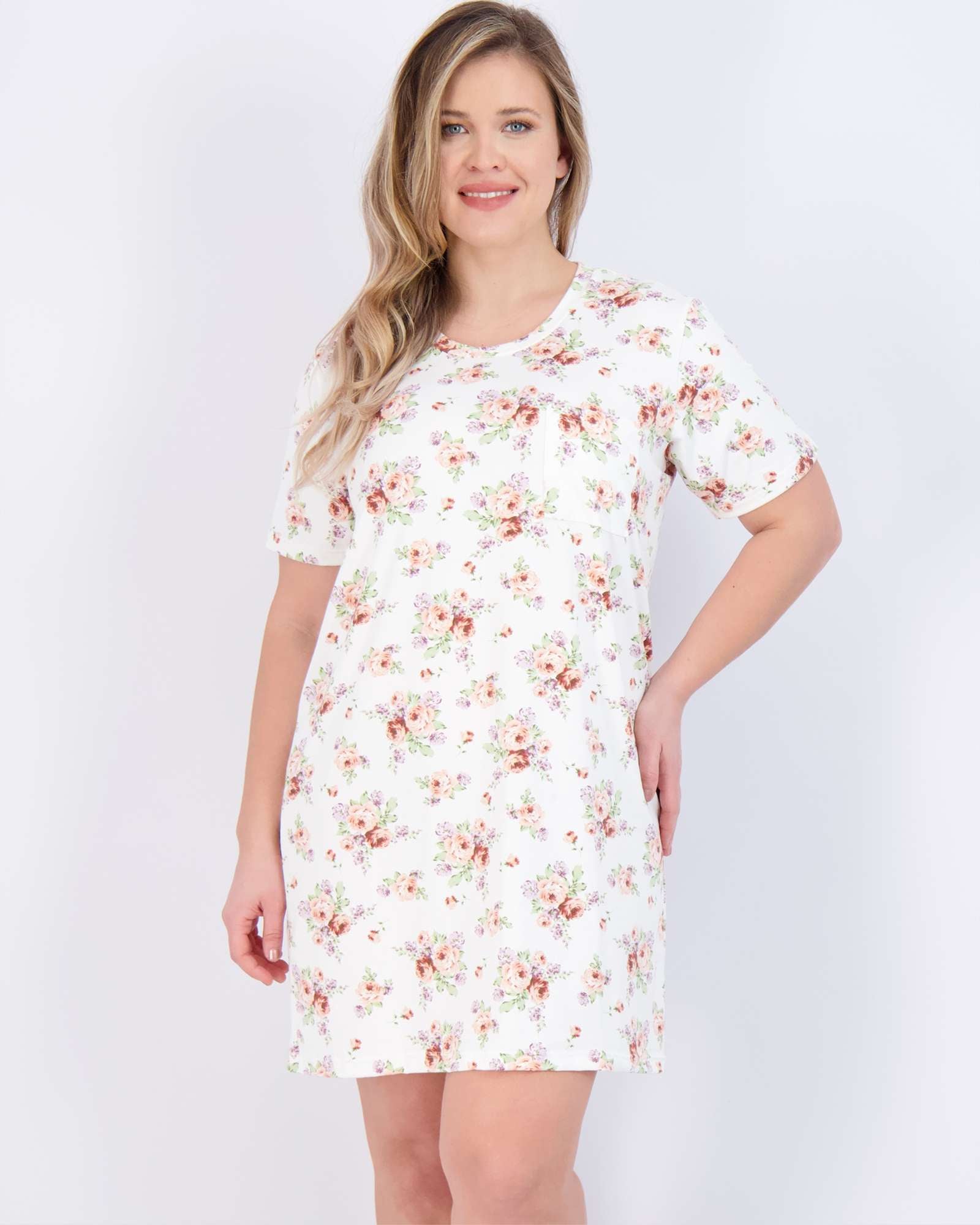 3 Pack: Womens Short-Sleeve Ultra-Soft Nightshirt Sleep Dress