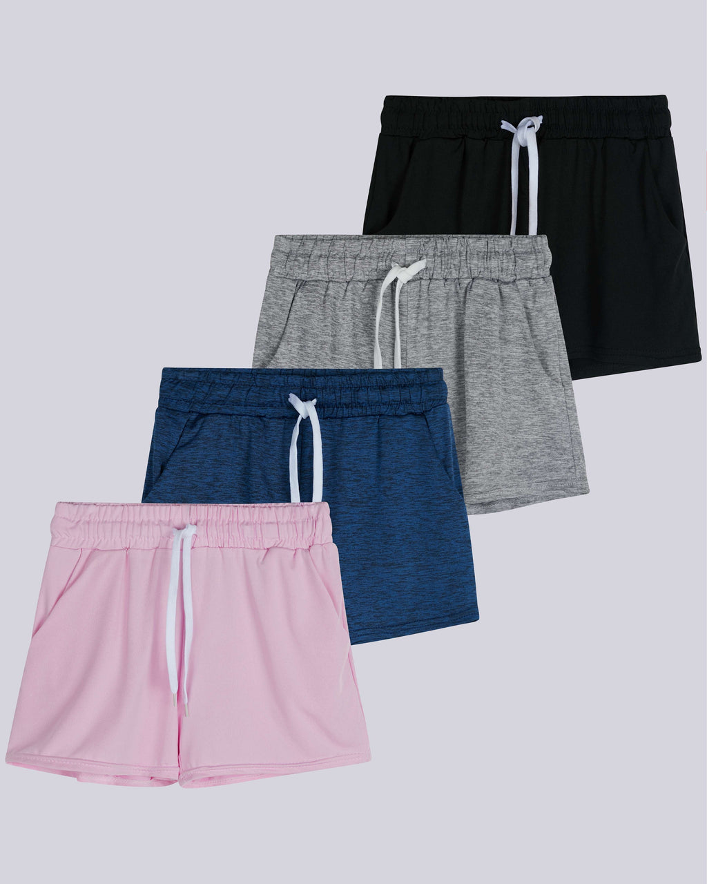 4 Pack: Girls Dry-Fit Active Shorts