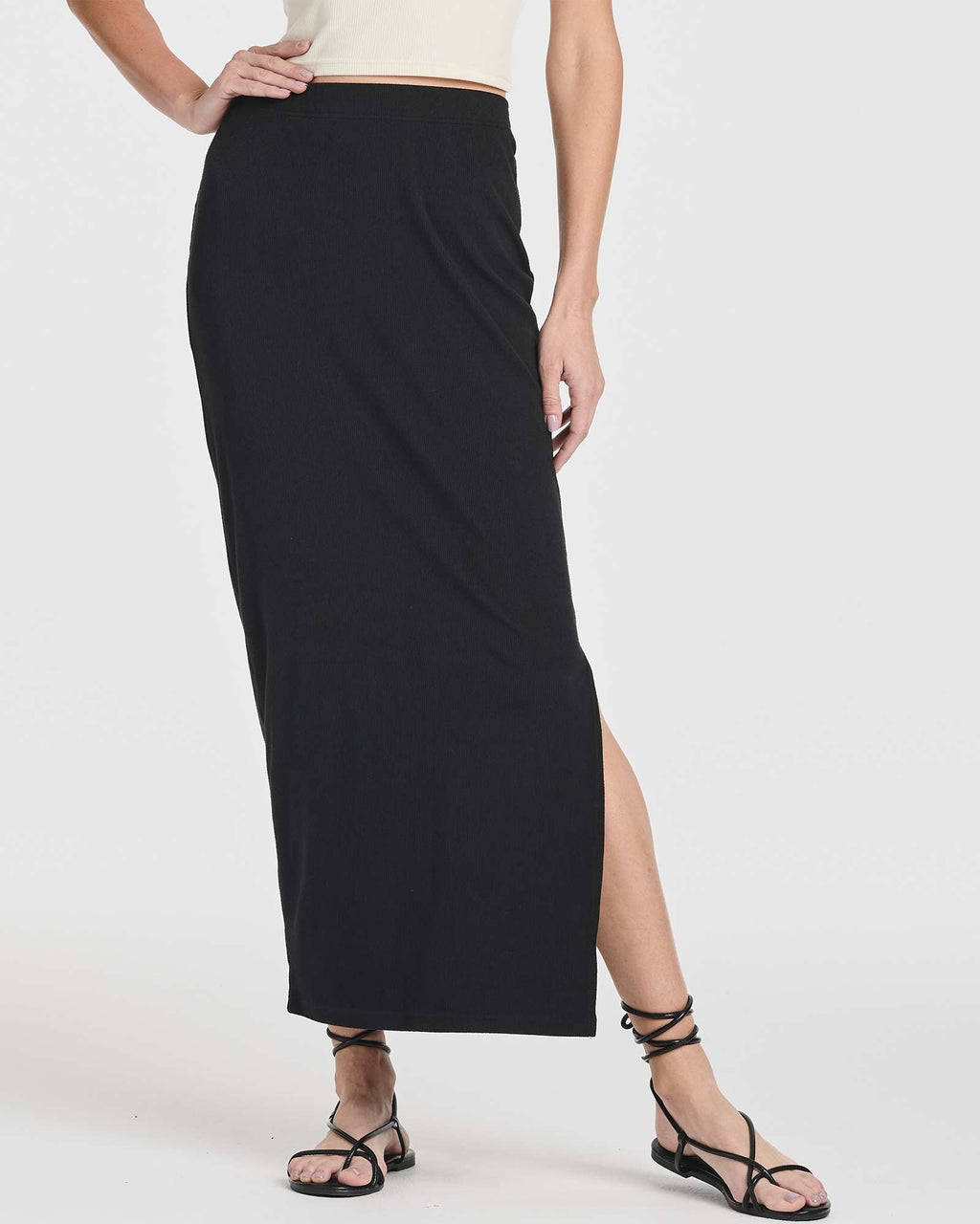 3 Pack: Women's Ribbed High Waisted Maxi Skirt