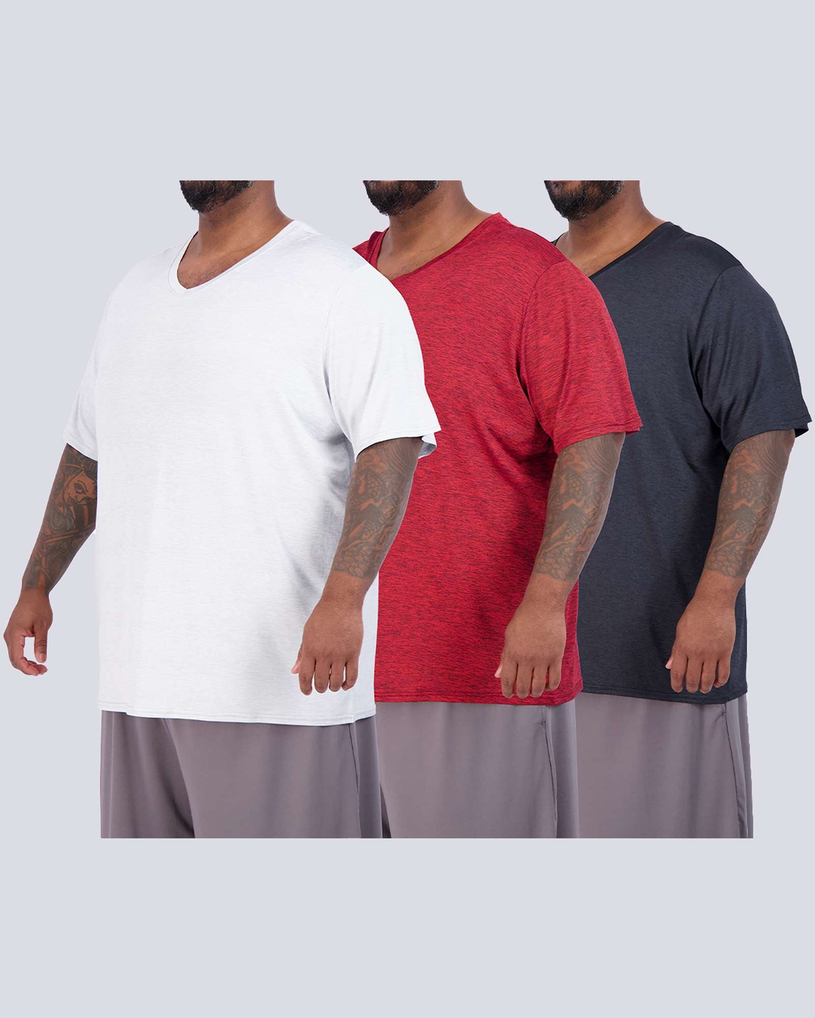 3 Pack: Men's Big & Tall V-Neck Short-Sleeve Dry-Fit T-Shirt