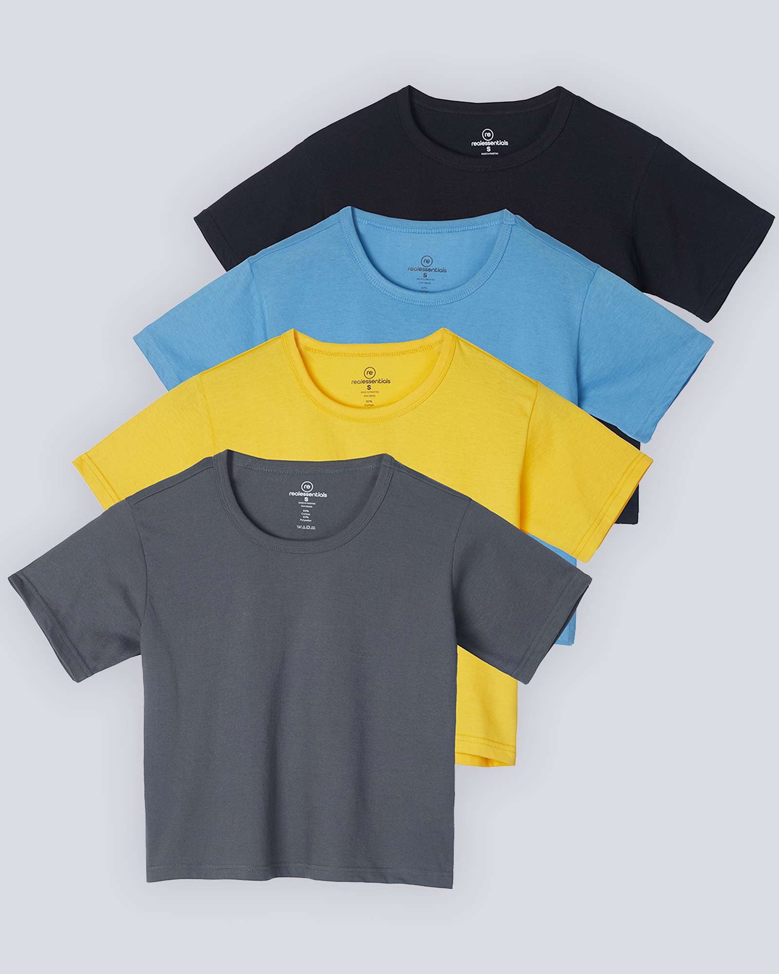 4 Pack: Women's Short Sleeve Crop Top
