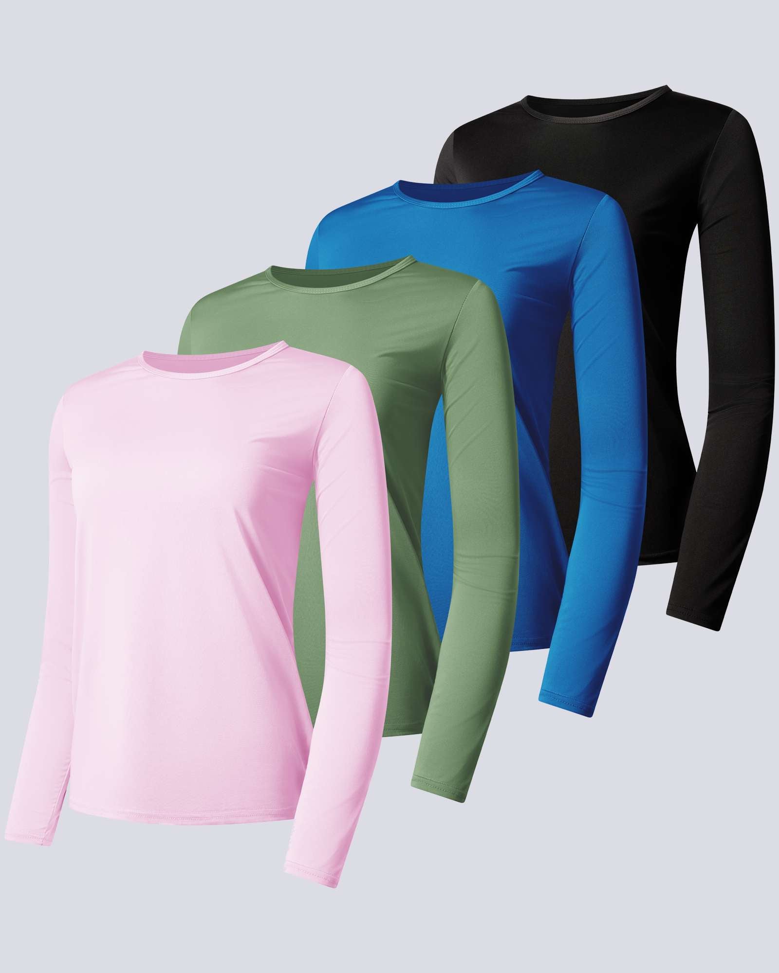 4 Pack: Womens Dry-Fit Active Long-Sleeve T-Shirt