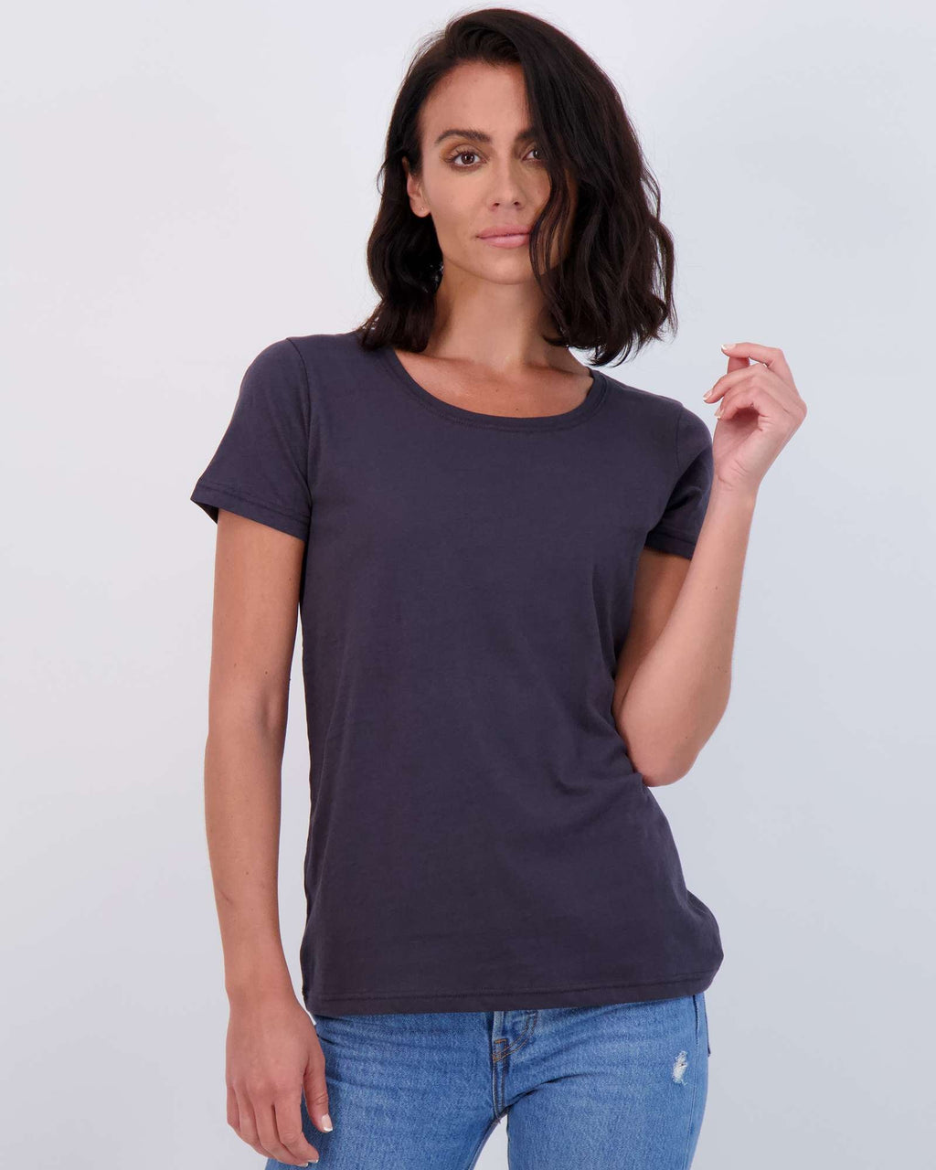 4 Pack: Womens Classic-Fit Cotton Short-Sleeve Scoop Neck T-Shirt