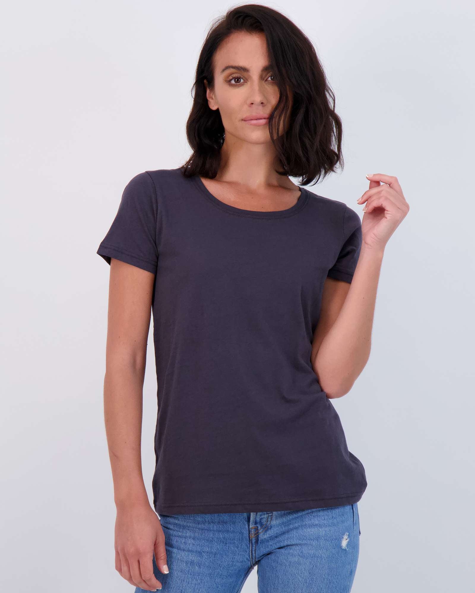 4 Pack: Womens Classic-Fit Cotton Short-Sleeve Scoop Neck T-Shirt