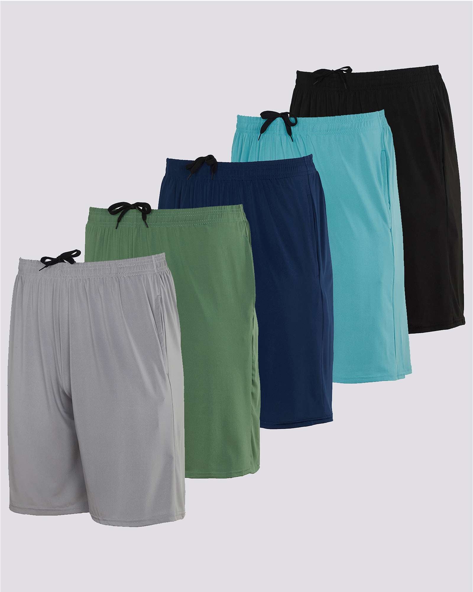 5 Pack: Mens Dry-Fit Active Performance Shorts