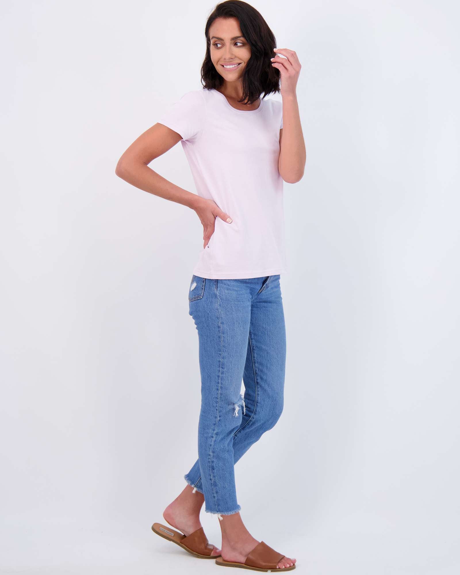 4 Pack: Womens Classic-Fit Cotton Short-Sleeve Scoop Neck T-Shirt