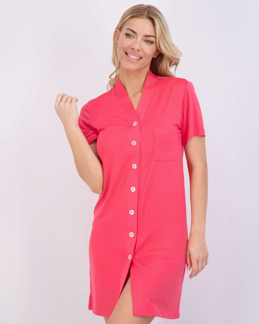 3 Pack: Women's Short Sleeve Button-Down Nightshirt