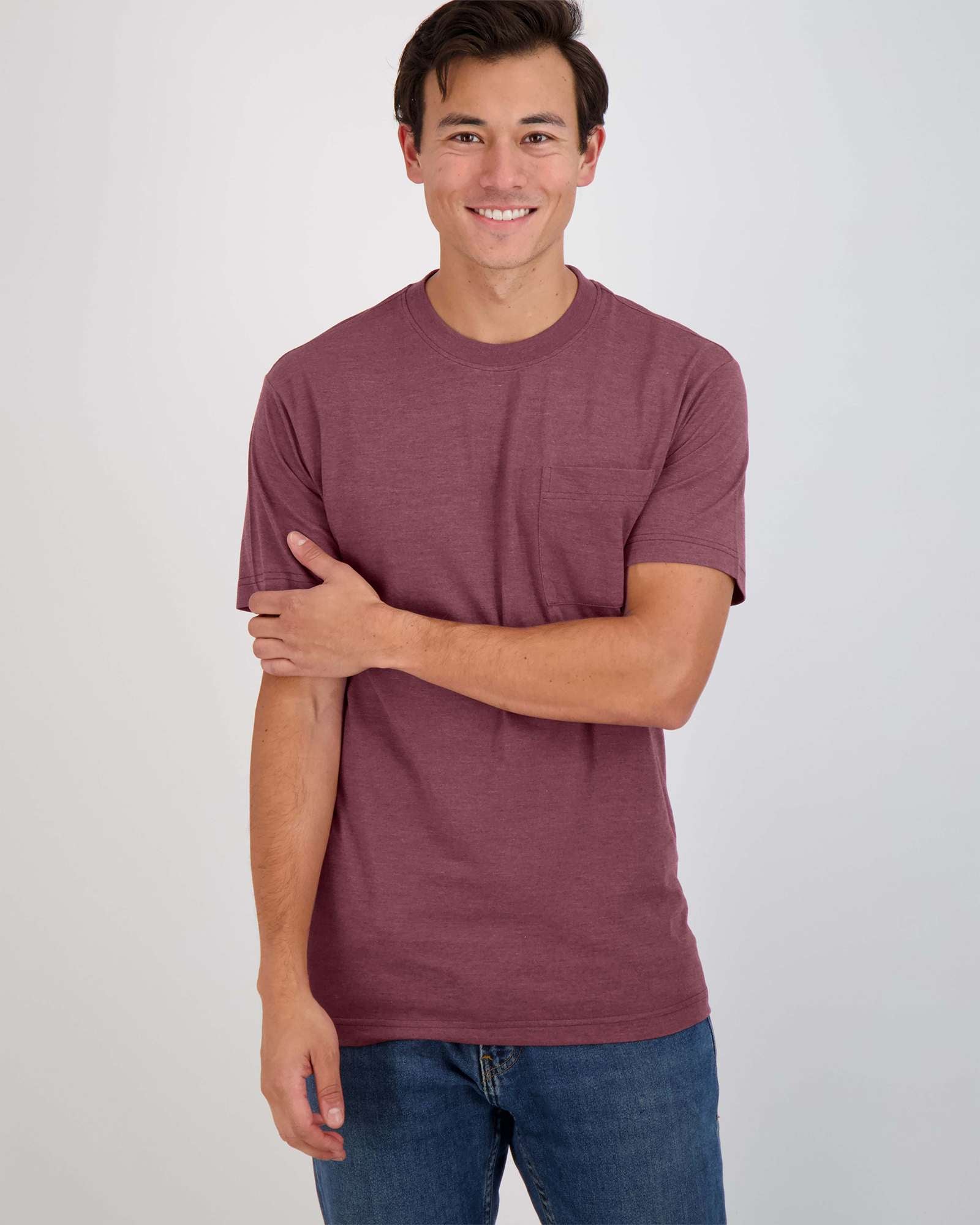 4 Pack: Mens Cotton Short Sleeve Crew Neck Pocket T-Shirt