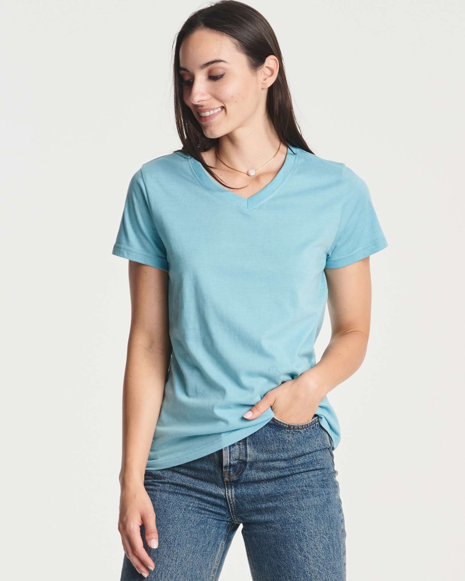 4 Pack: Women's Short-Sleeve V-Neck T-Shirt (Available in Plus Size)