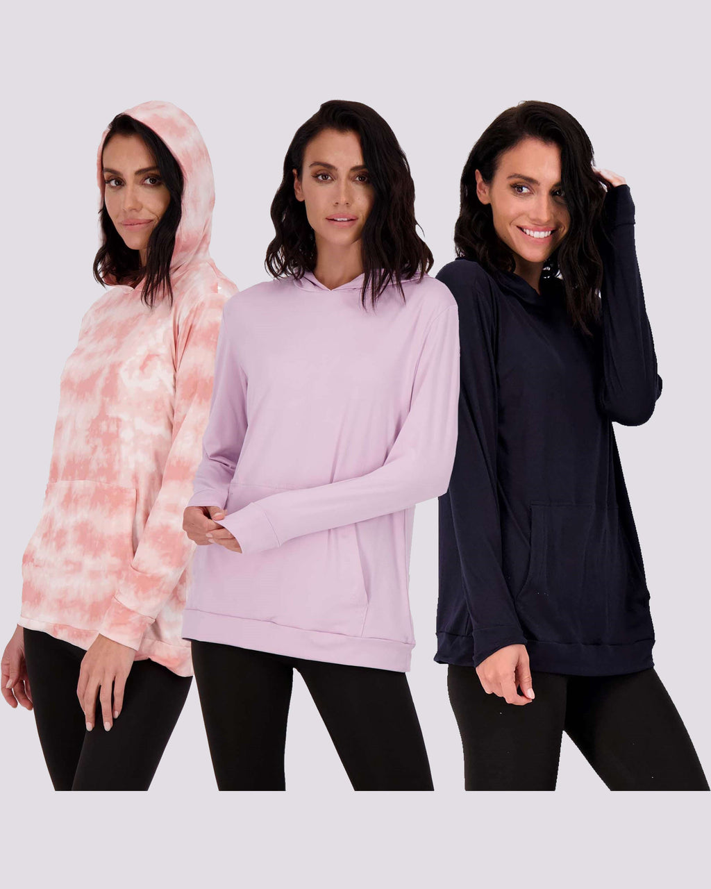 3 Pack: Womens Super-Soft Lounge Hoodie Pullover Sweatshirt