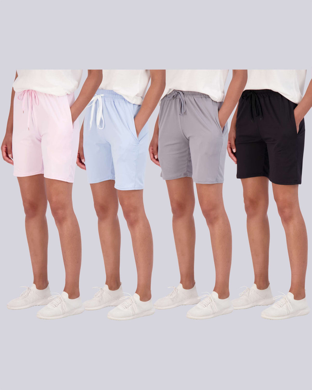 4 Pack: Women's 7" Bermuda Long High Waisted Shorts (Available in Plus Size)