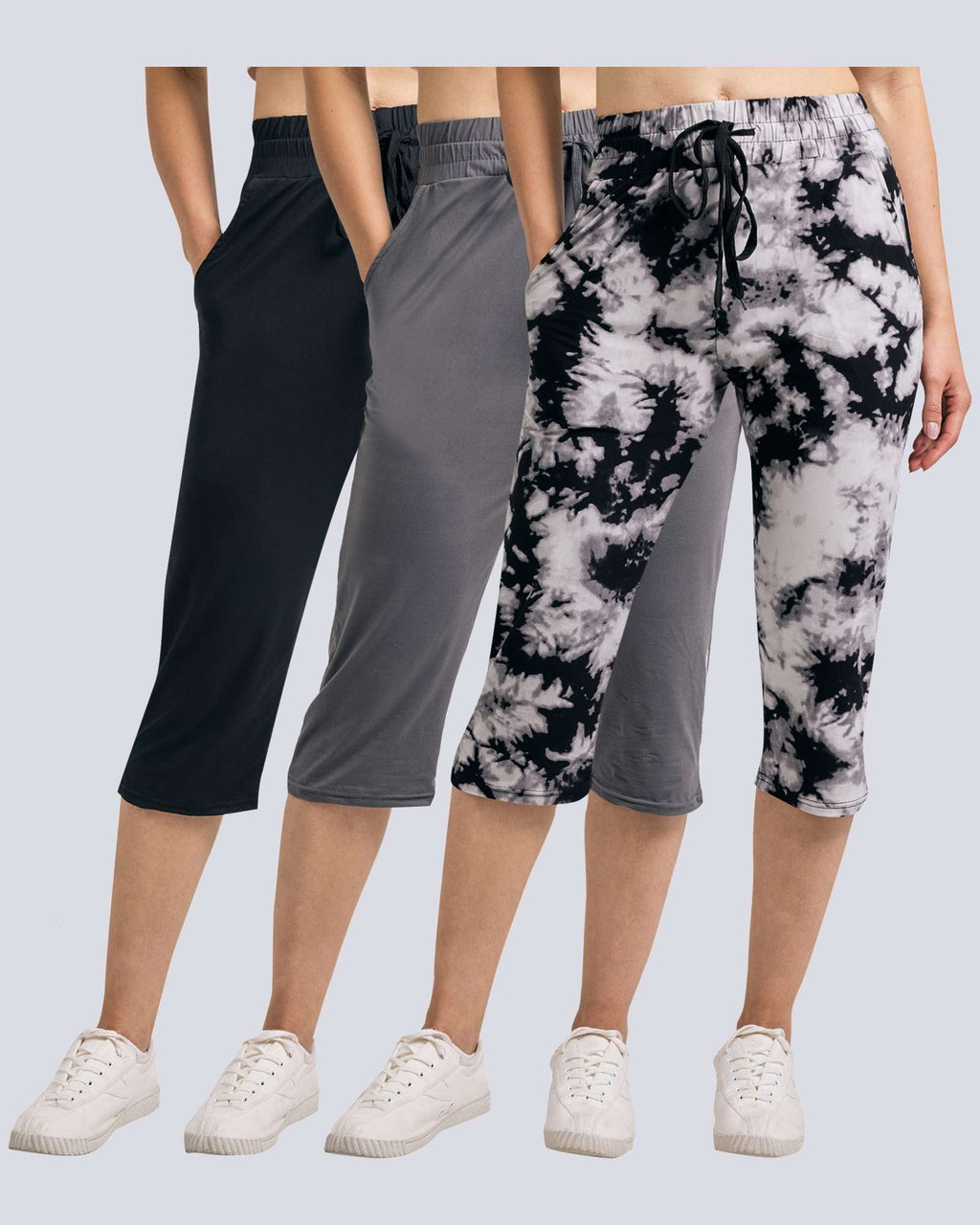 3 Pack: Women's Capri Open Bottom Sweatpants