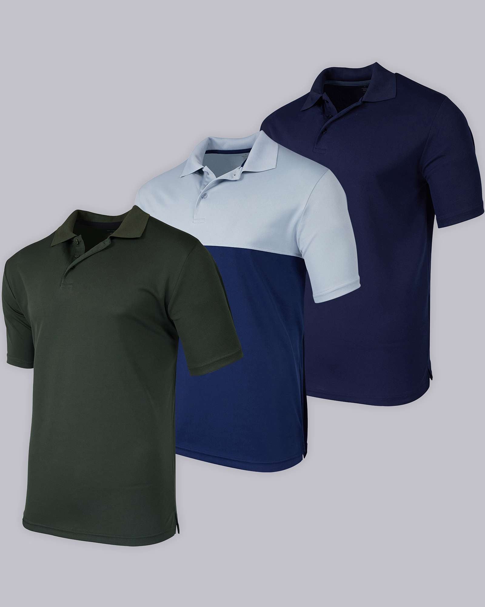 3 Pack: Mens Quick-Dry Short Sleeve Performance Polo Shirt