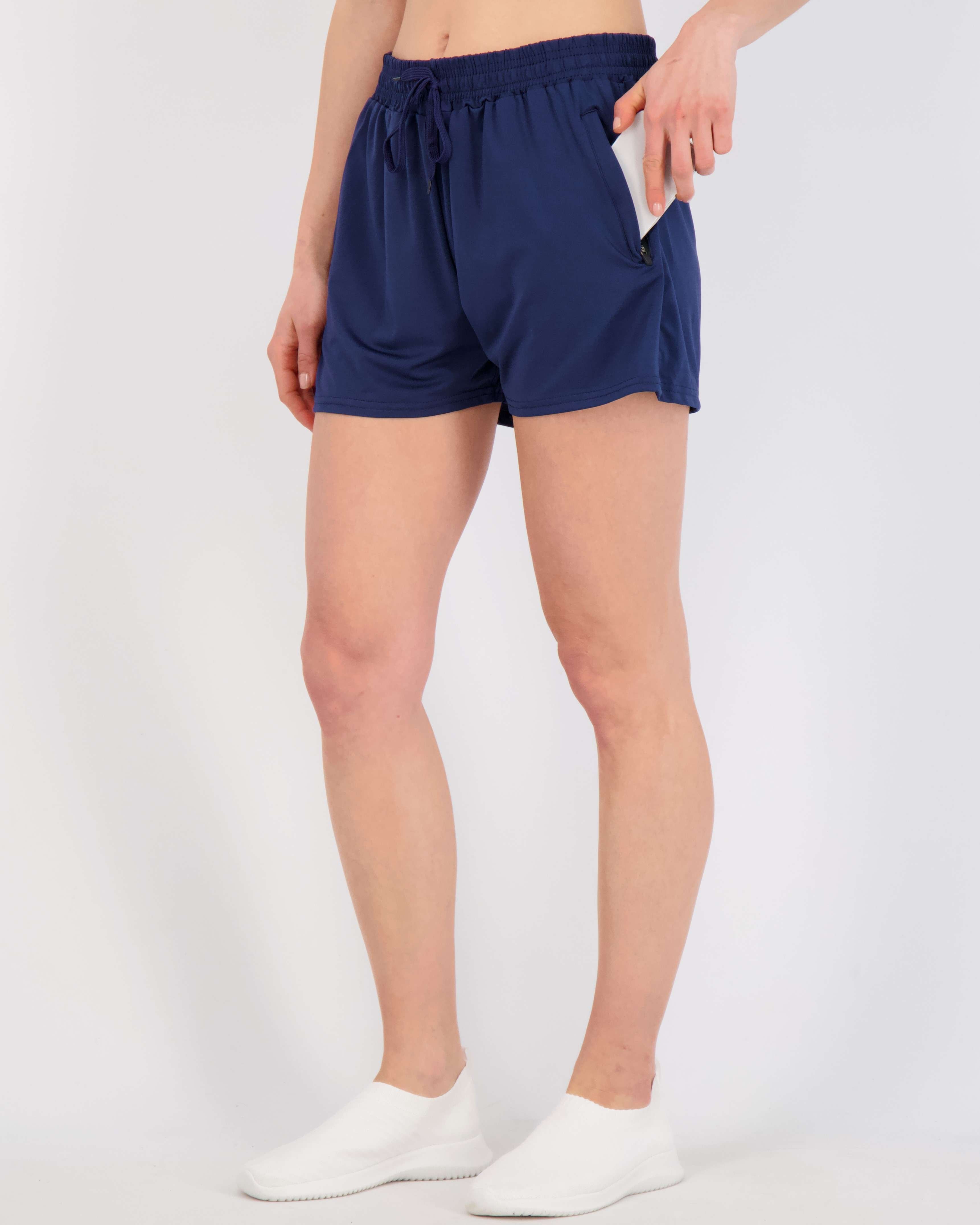 4 Pack: Womens Active Dry-Fit Shorts with Zipper Pockets