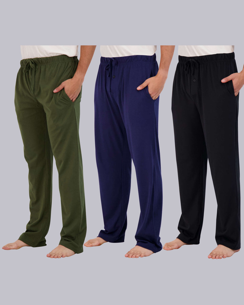 3 Pack: Mens Cotton Pajama Lounge Pants