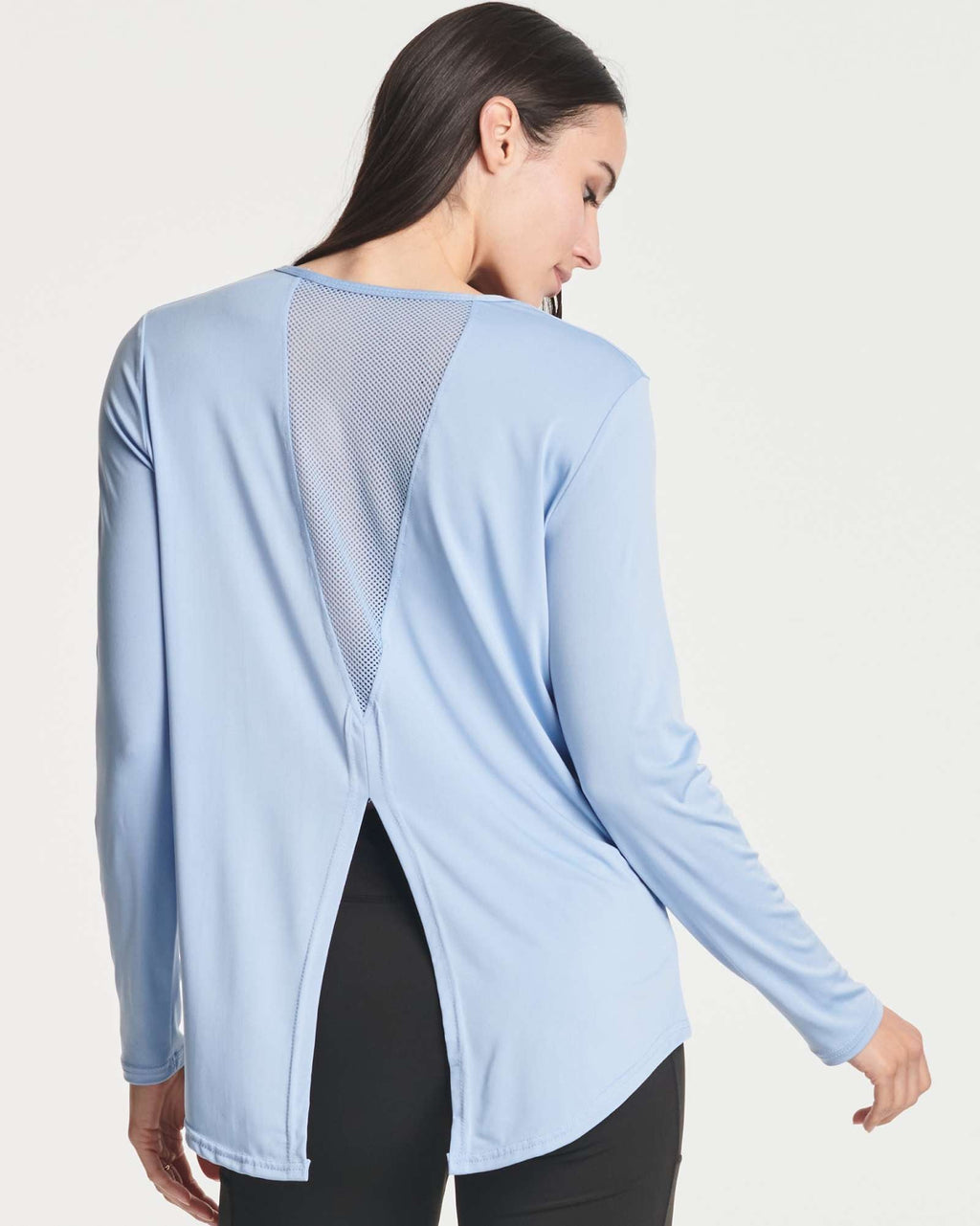 4 Pack: Women's Long-Sleeve Mesh Insert Tie Back Shirt (Available in Plus Size)