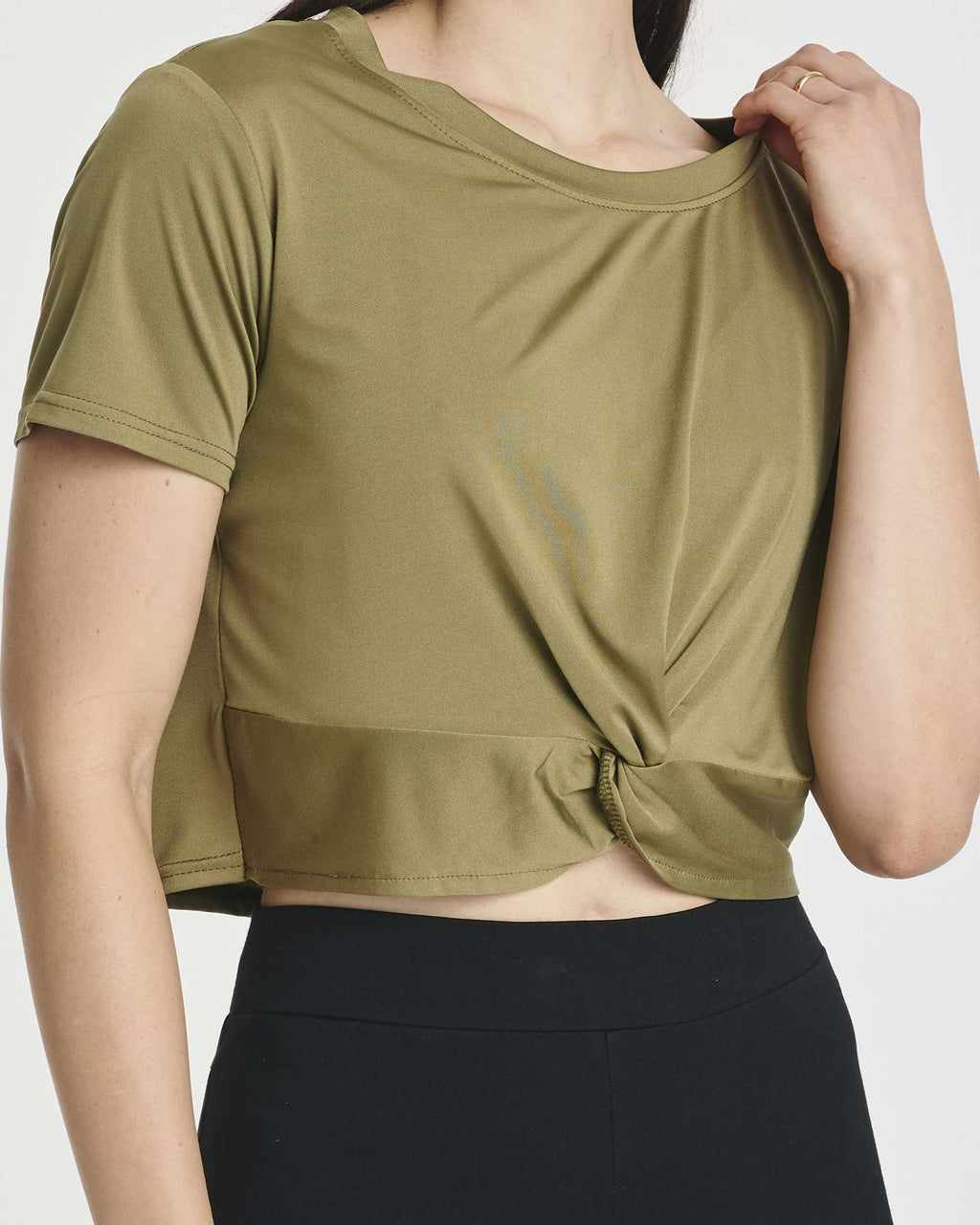 5 Pack: Women's Short Sleeve Twist Front Crop Top