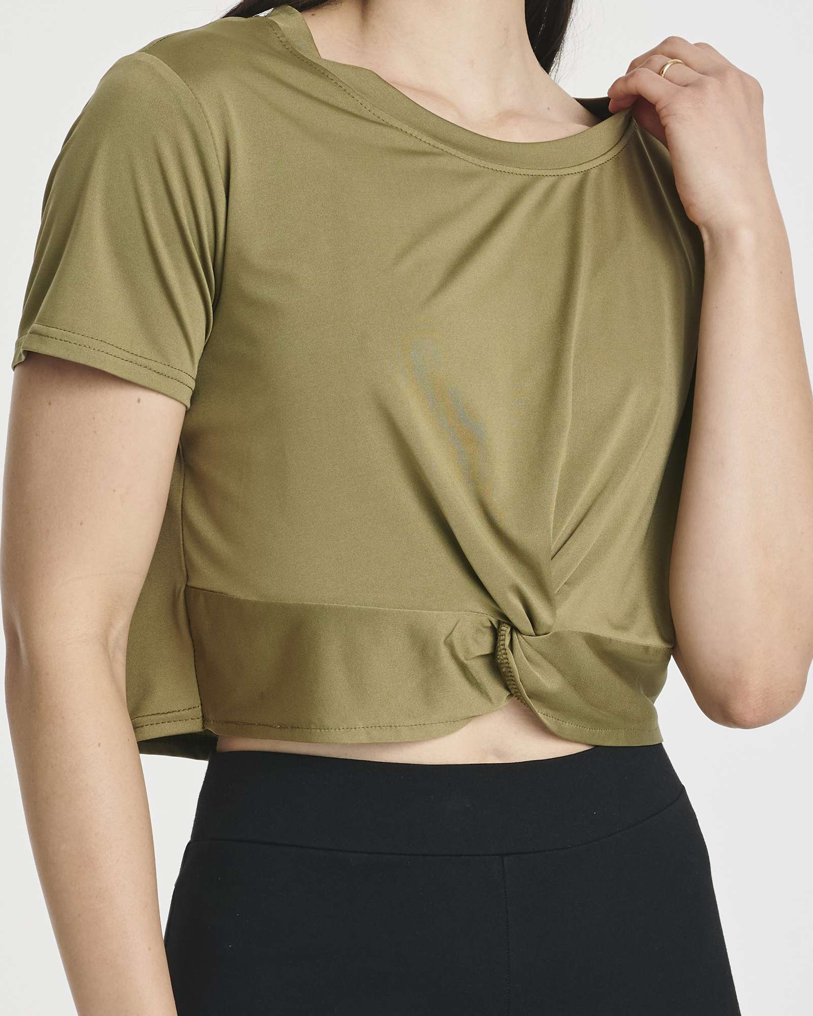 5 Pack: Women's Short Sleeve Twist Front Crop Top