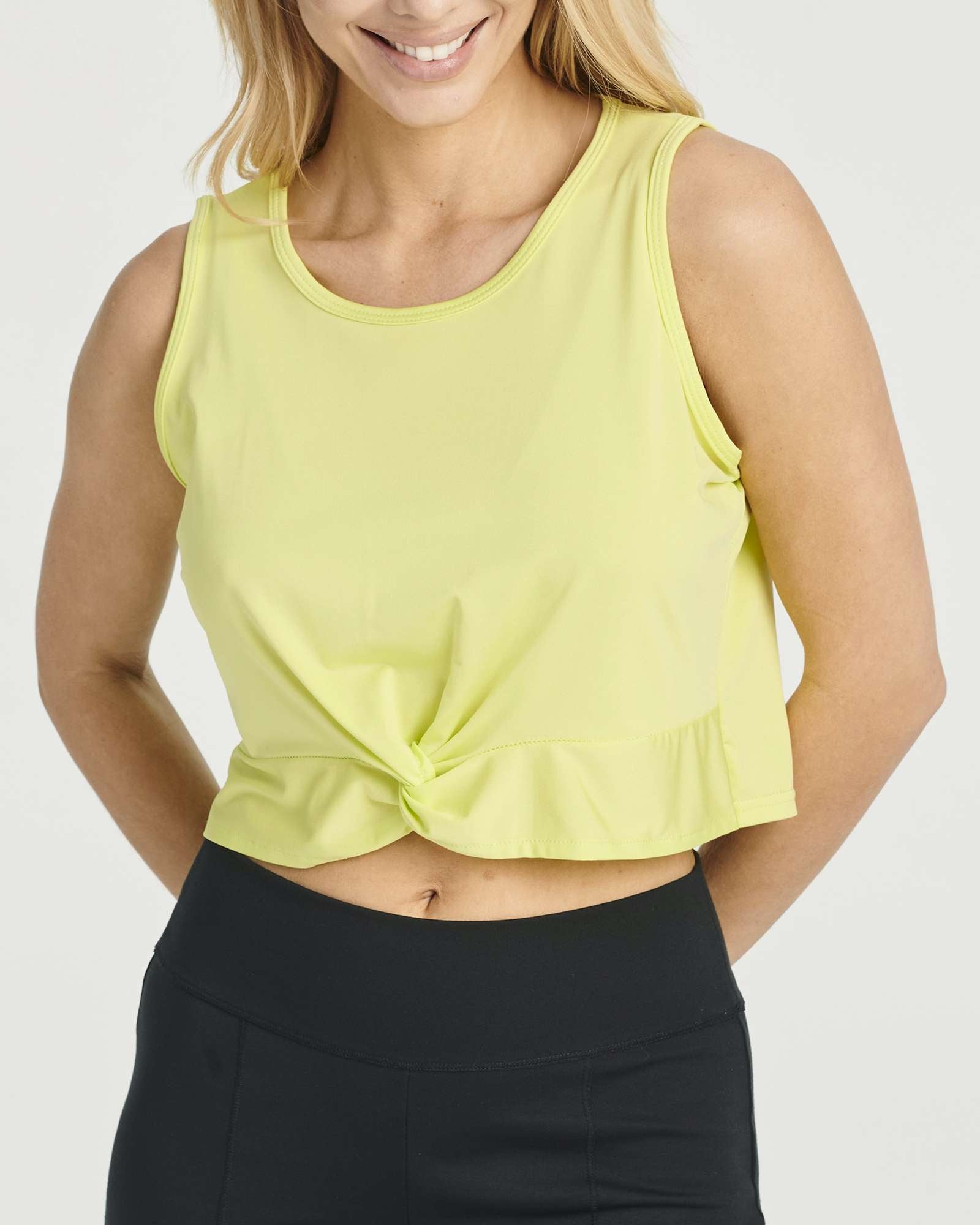 5 Pack: Women's Dry-Fit Twist Front Sleeveless Crop Top