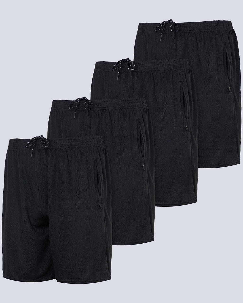 4 Pack: 7" Athletic Running Quick Dry Mesh Shorts with Zipper Pockets (Available In Big & Tall)