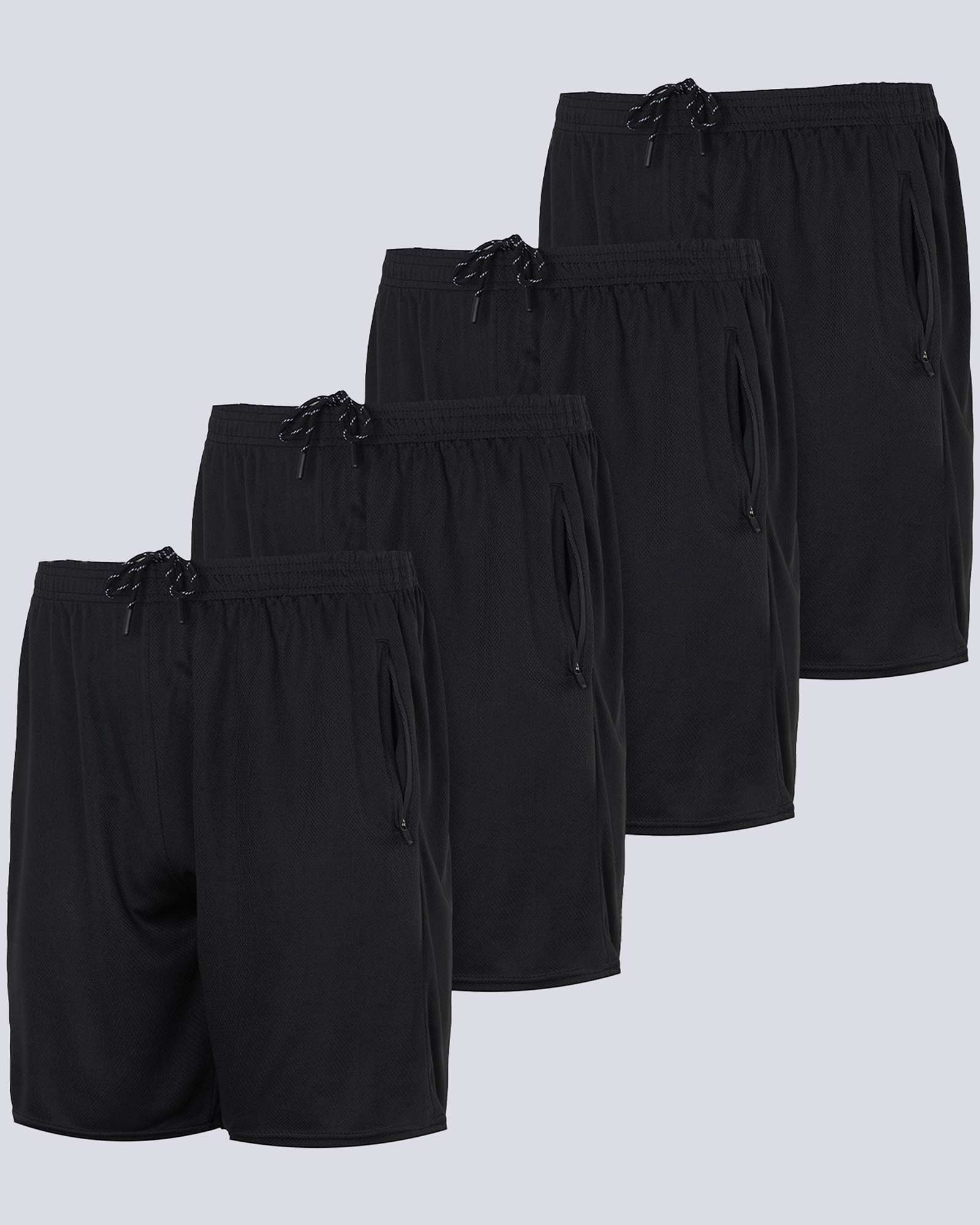 4 Pack: 7" Athletic Running Quick Dry Mesh Shorts with Zipper Pockets (Available In Big & Tall)