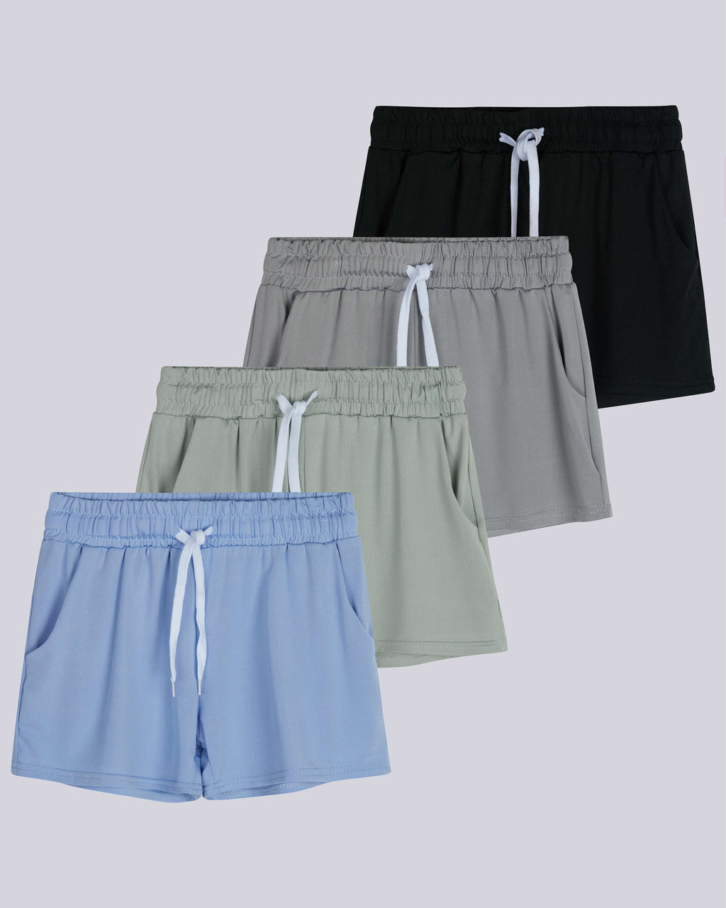 4 Pack: Girls Dry-Fit Active Shorts