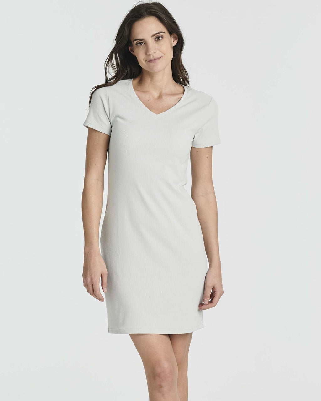 3 Pack: Women's Ribbed Knit Short-Sleeve V-Neck Swing Dress