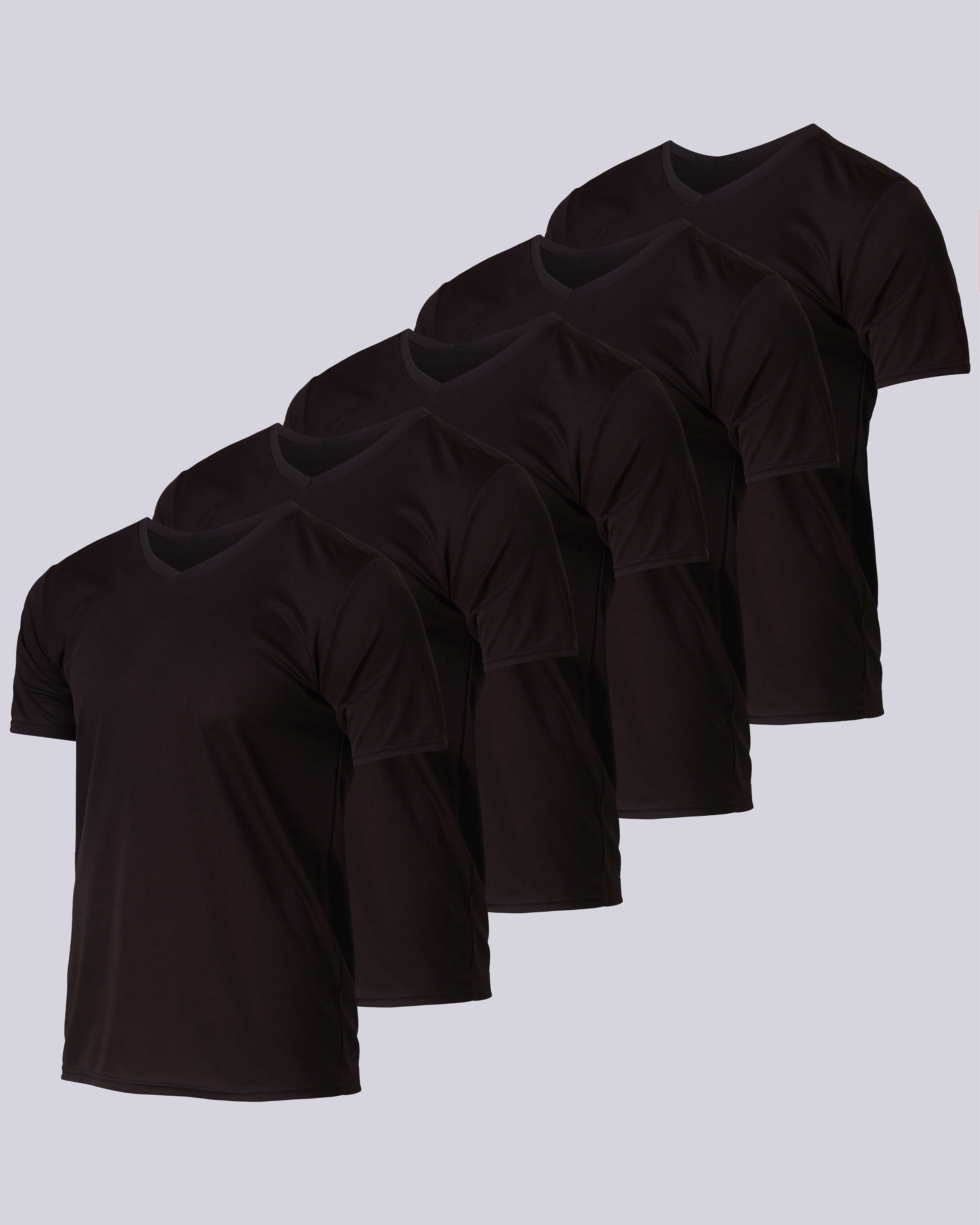 5 Pack: Mens V-Neck Mesh Active Short Sleeve T-Shirt (Available in Big & Tall)