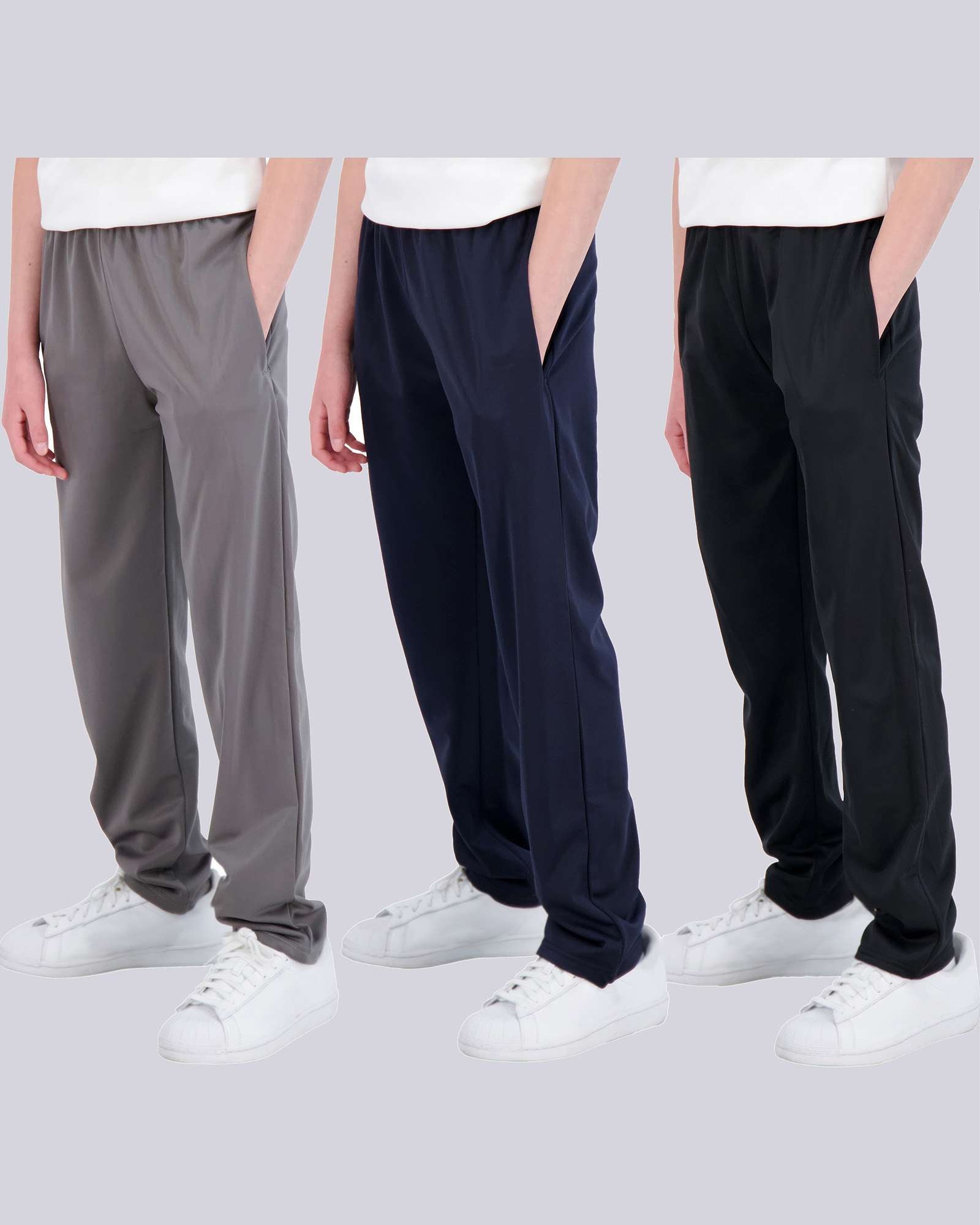 3 Pack: Boys Tricot Open Bottom Fleece-Lined Sweatpants